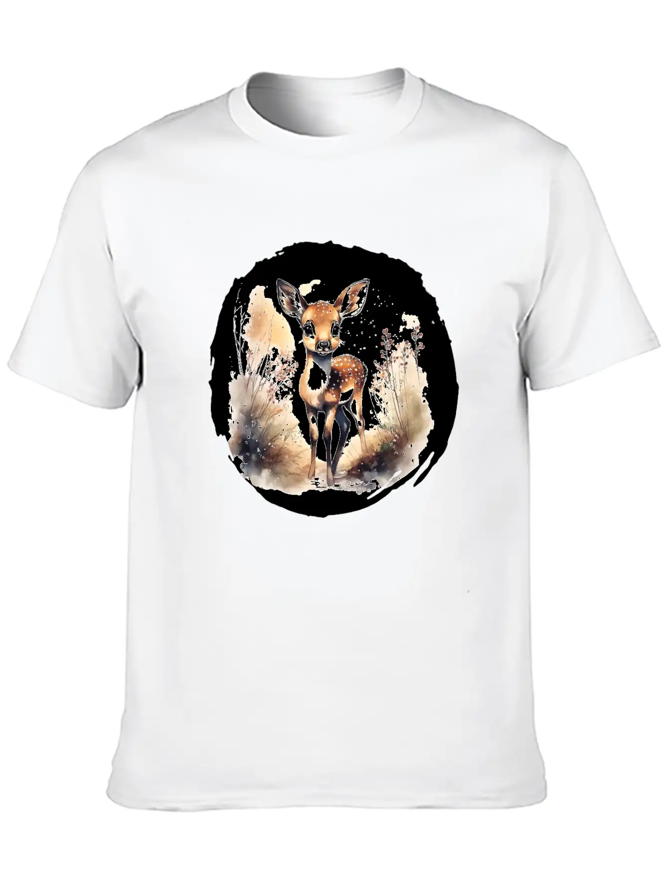 Watercolor Fawn Modern Fit Casual T-Shirt ��� Clean And Versatile Design