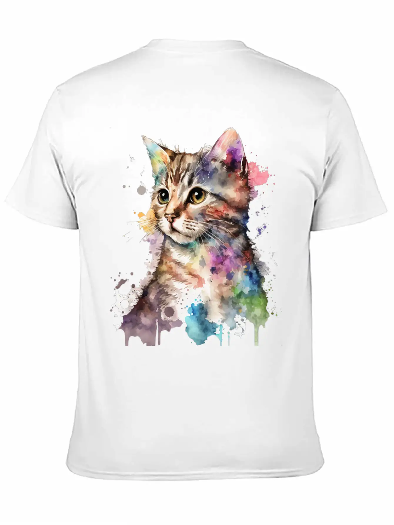 Watercolor Kitten Art Deco Lightweight Cotton T-Shirt – Daily Comfort Graphic Shirt