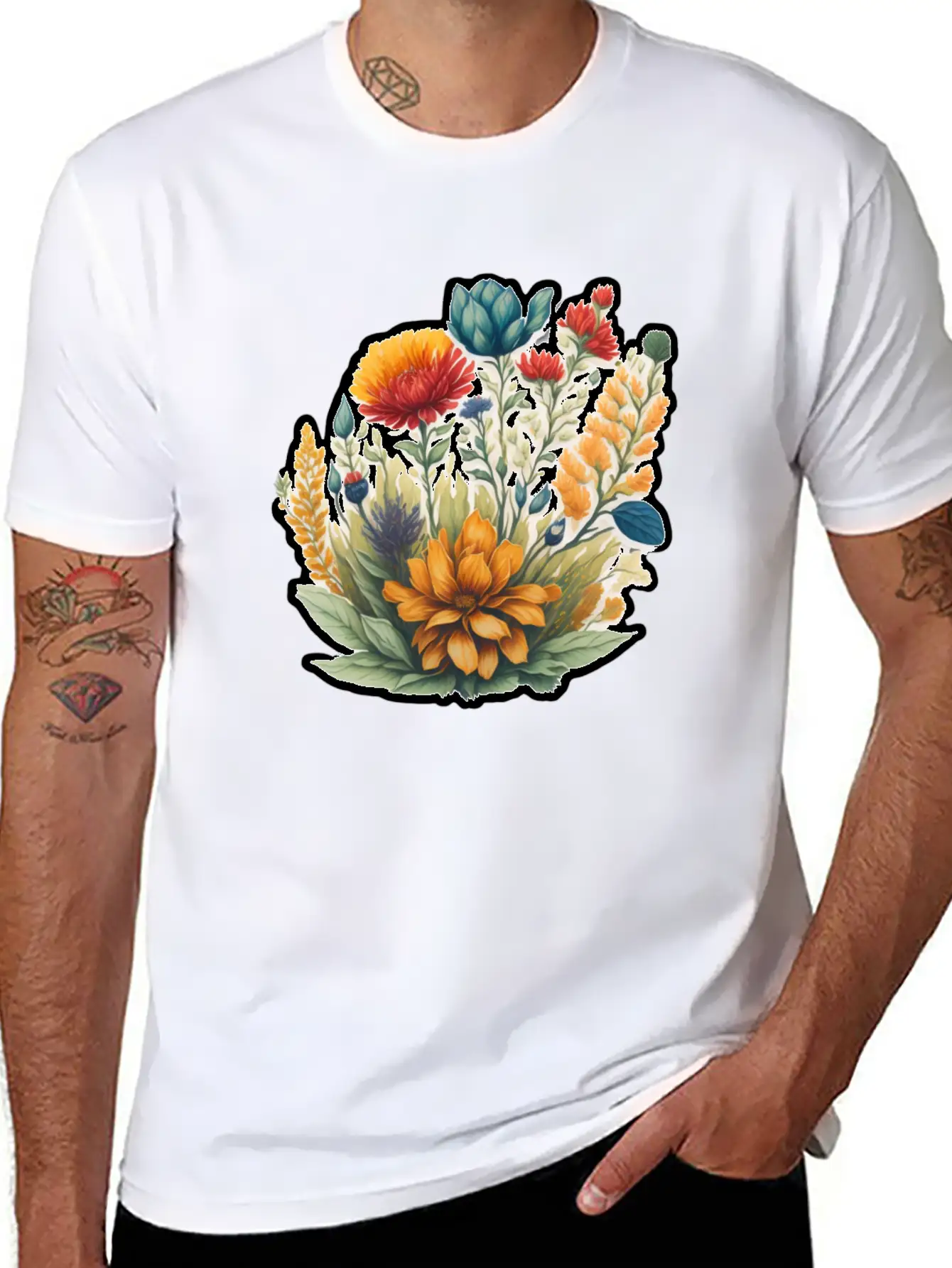 Watercolor Meadow Flowers. Unisex Casual T-Shirt – Clean Design For Daily Comfort
