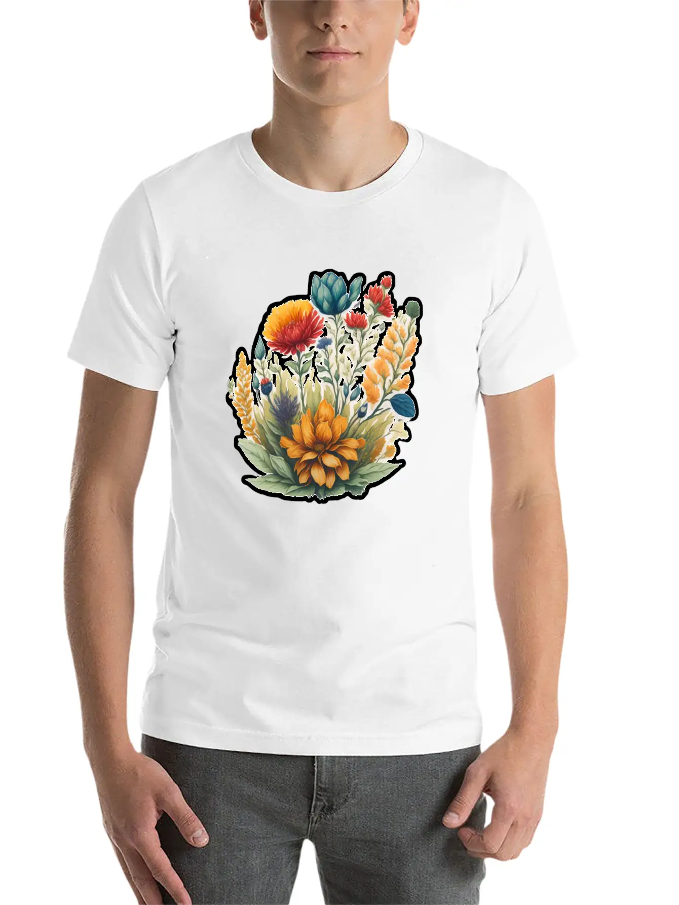 Watercolor Meadow Flowers. Unisex Casual T-Shirt – Clean Design For Daily Comfort