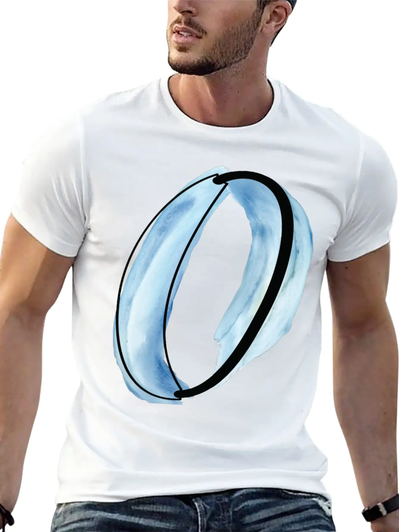 Watercolor O Unisex Casual T-Shirt – Clean Design For Daily Comfort