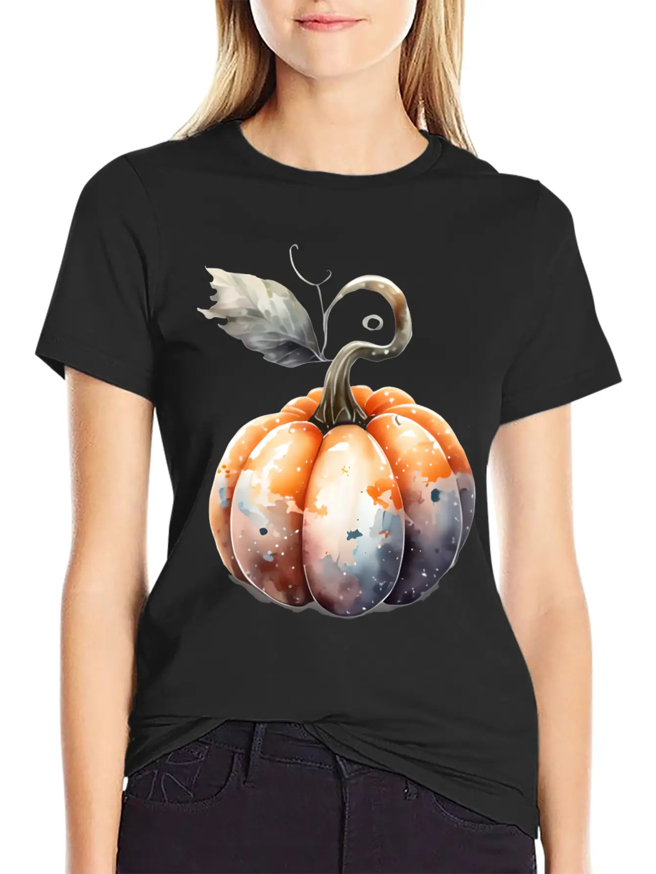 Watercolor Pumpkin Relaxed Everyday Tee – Lightweight And Durable Cotton