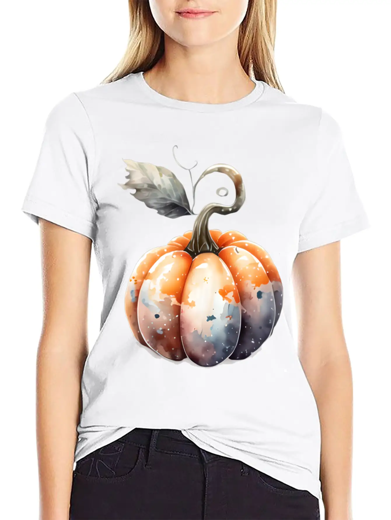 Watercolor Pumpkin Relaxed Everyday Tee – Lightweight And Durable Cotton