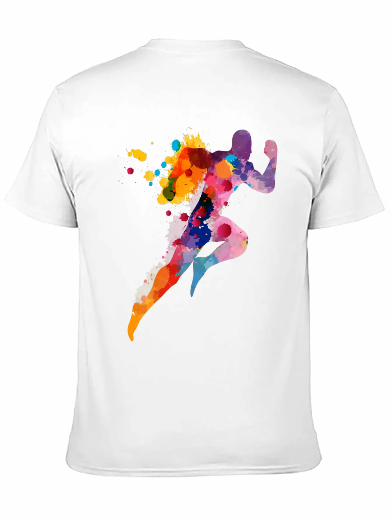 Watercolor Running Man Basic Graphic T-Shirt – Daily Comfort In Soft Cotton