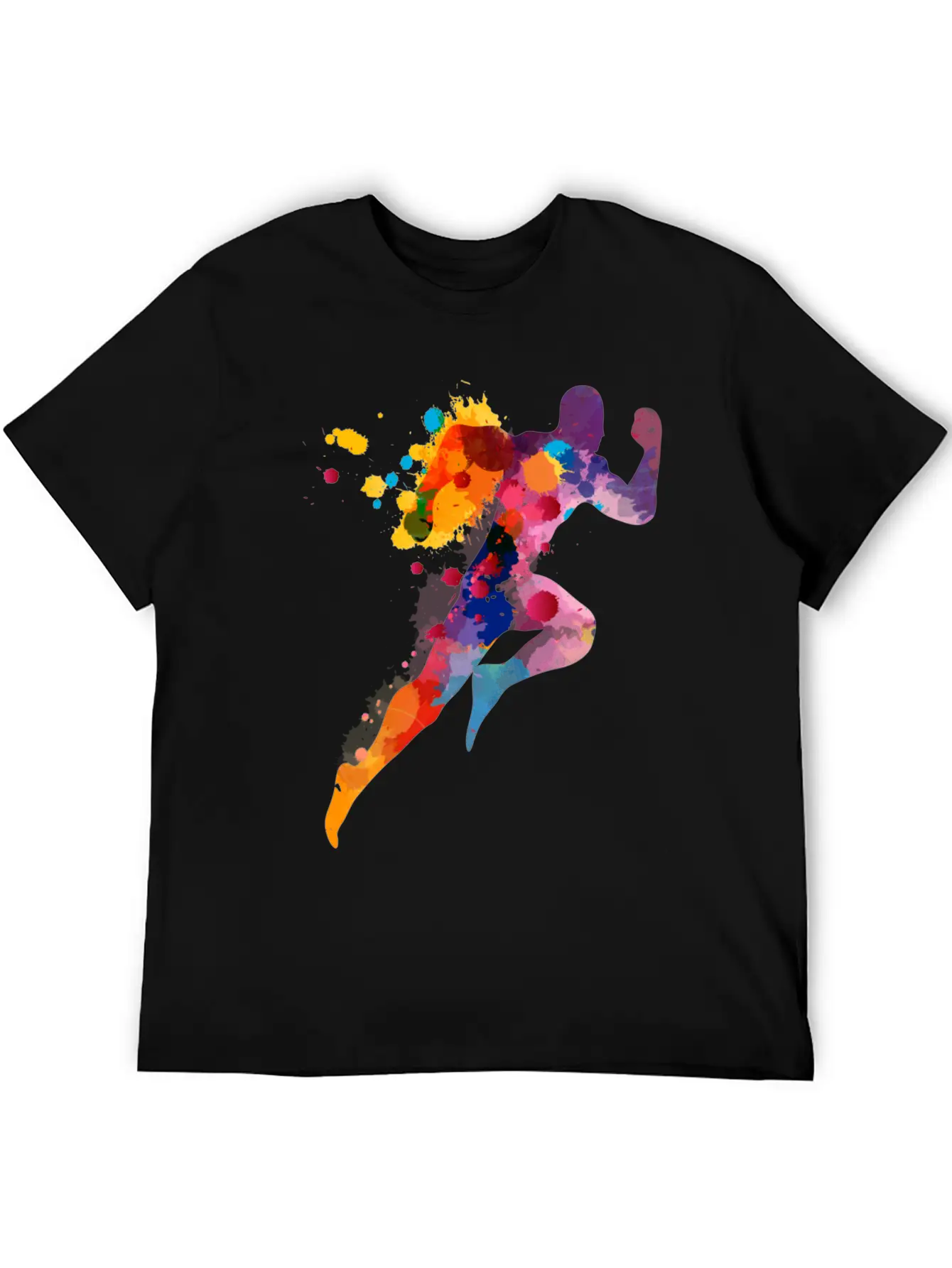 Watercolor Running Man Basic Graphic T-Shirt – Daily Comfort In Soft Cotton