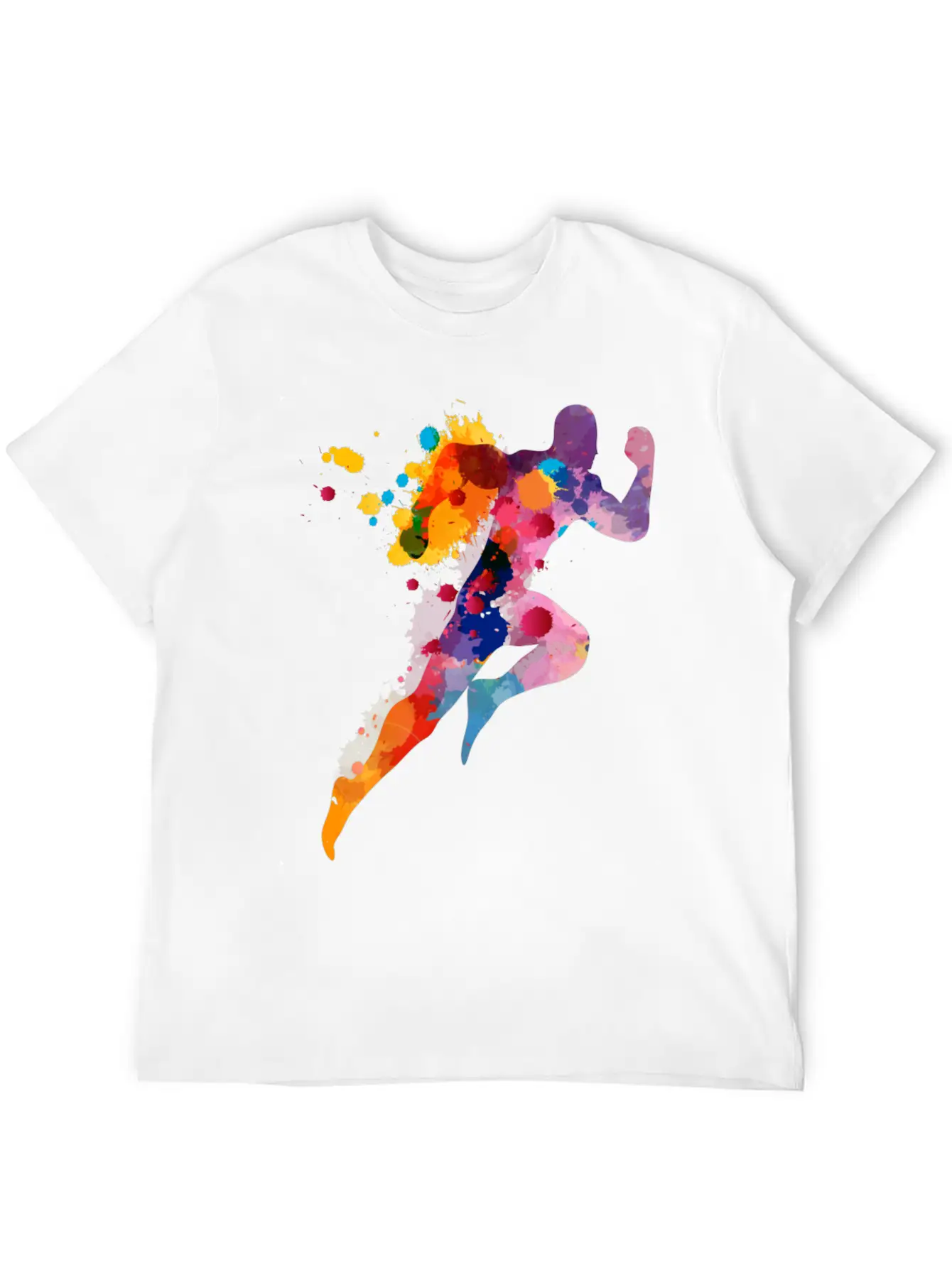 Watercolor Running Man Basic Graphic T-Shirt – Daily Comfort In Soft Cotton