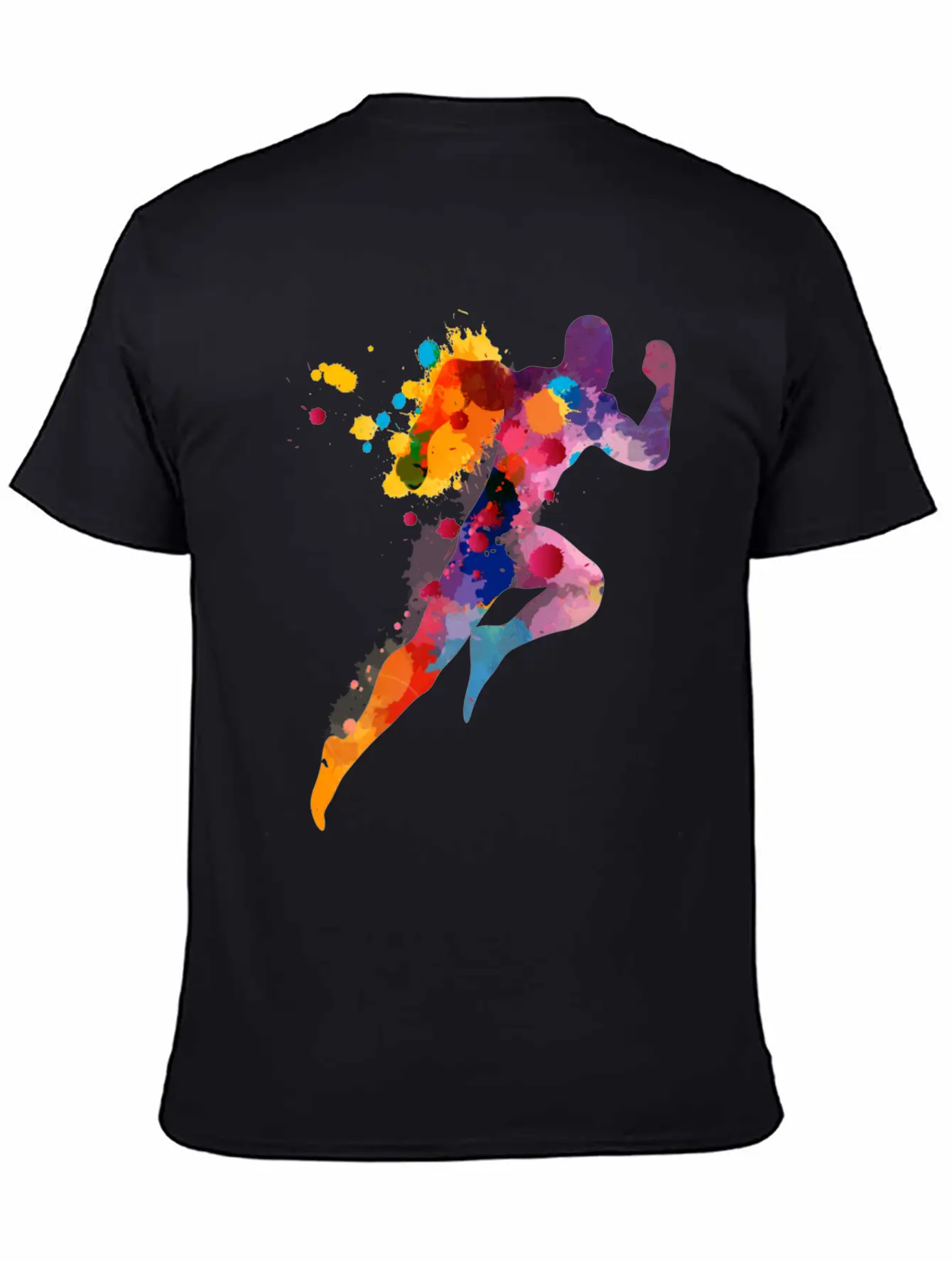 Watercolor Running Man Basic Graphic T-Shirt – Daily Comfort In Soft Cotton