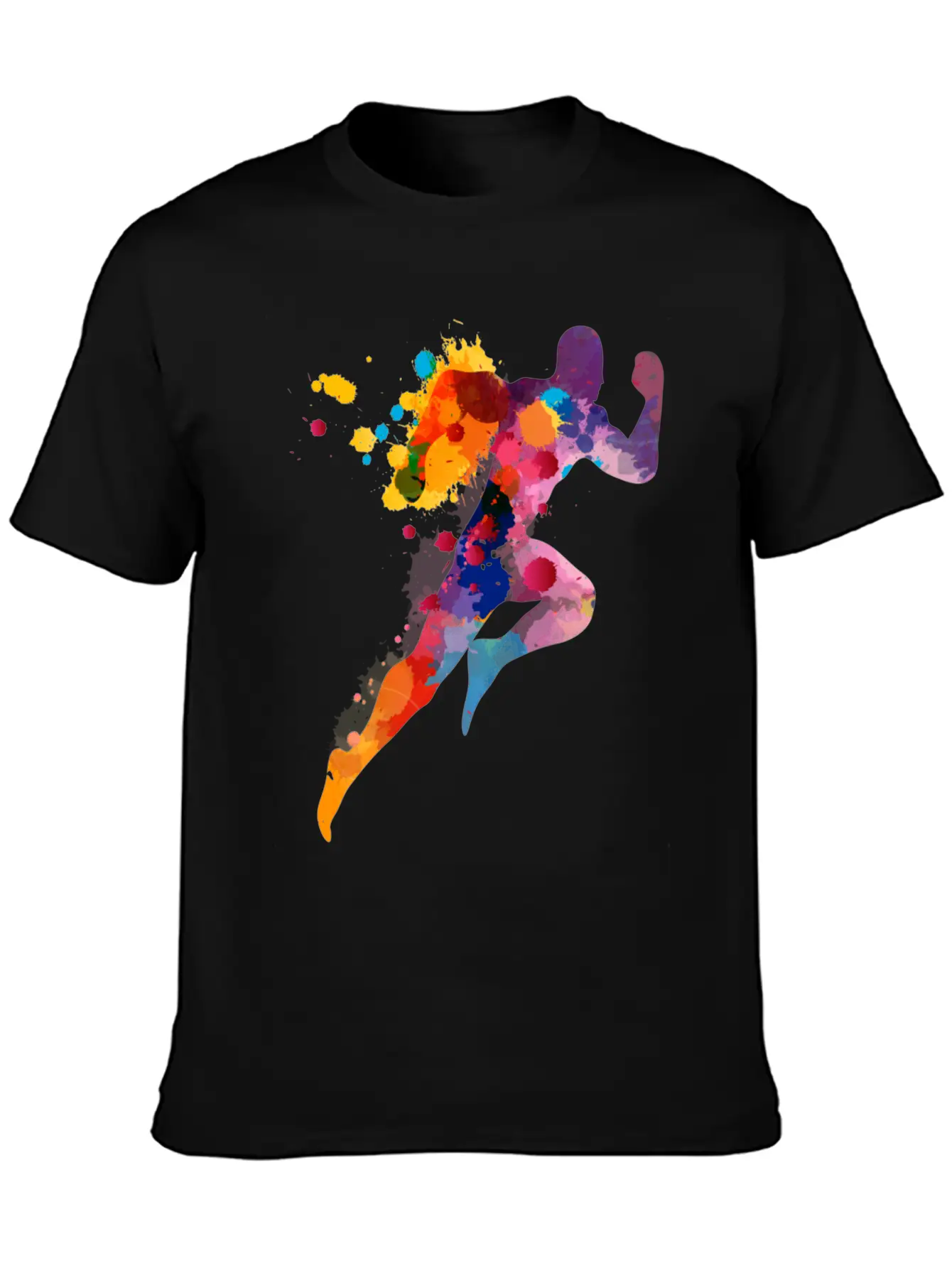 Watercolor Running Man Basic Graphic T-Shirt – Daily Comfort In Soft Cotton