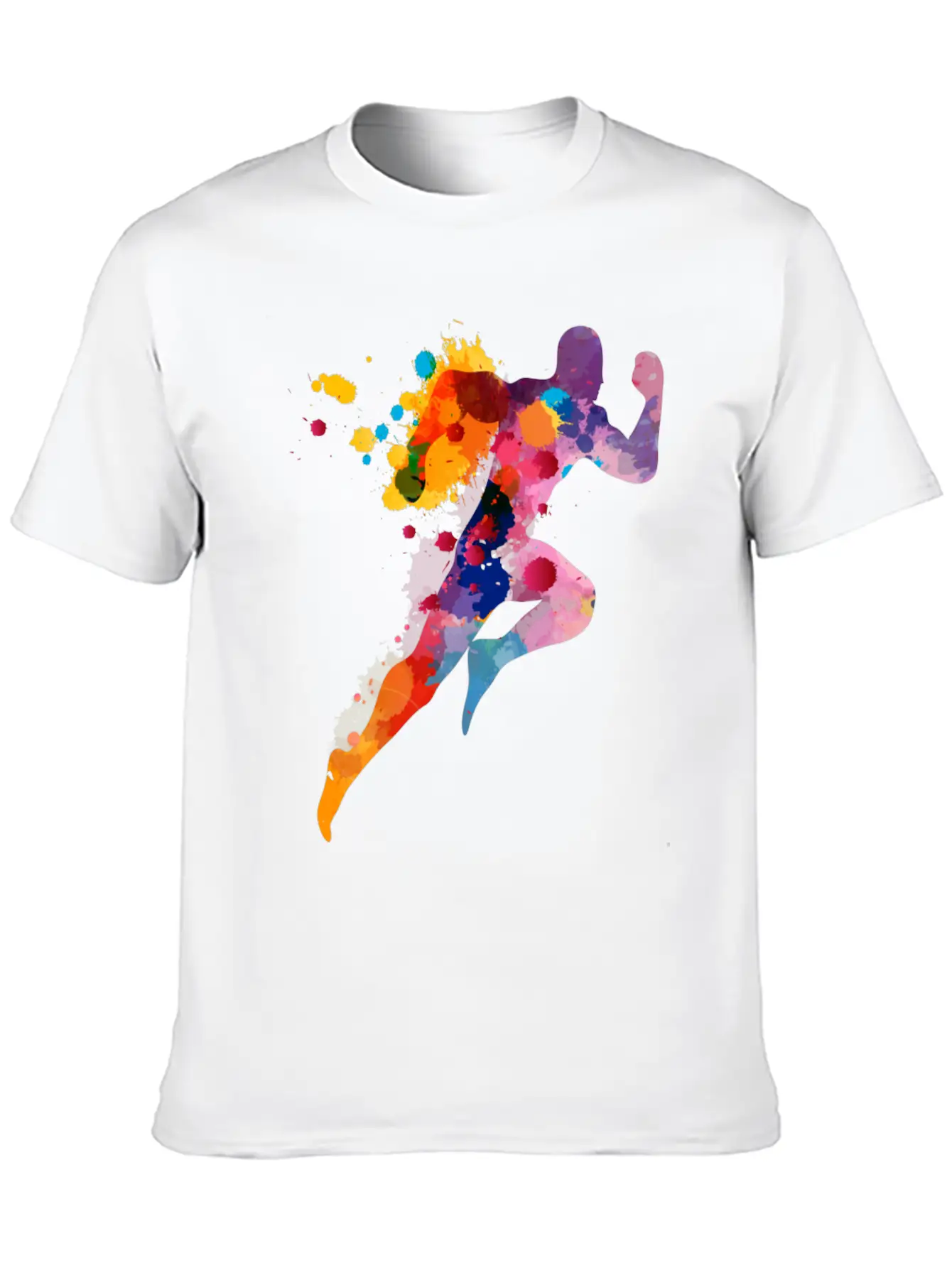 Watercolor Running Man Basic Graphic T-Shirt – Daily Comfort In Soft Cotton