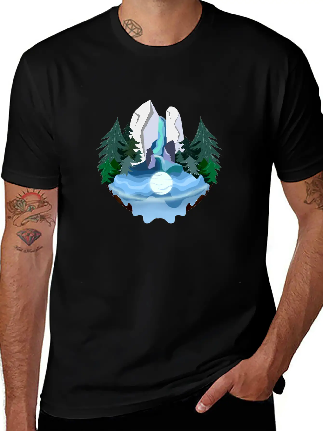 Waterfall In Forest At Night Essential Cotton Tee For Daily Outfits – Unisex Style