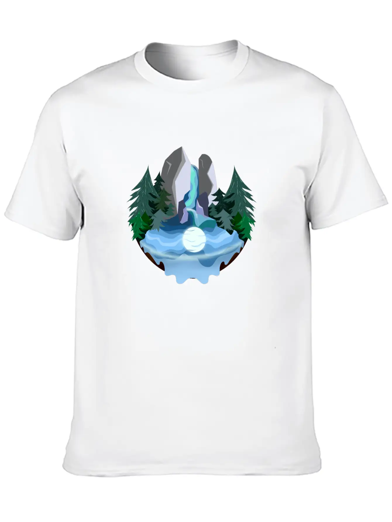 Waterfall In Forest At Night Essential Cotton Tee For Daily Outfits – Unisex Style