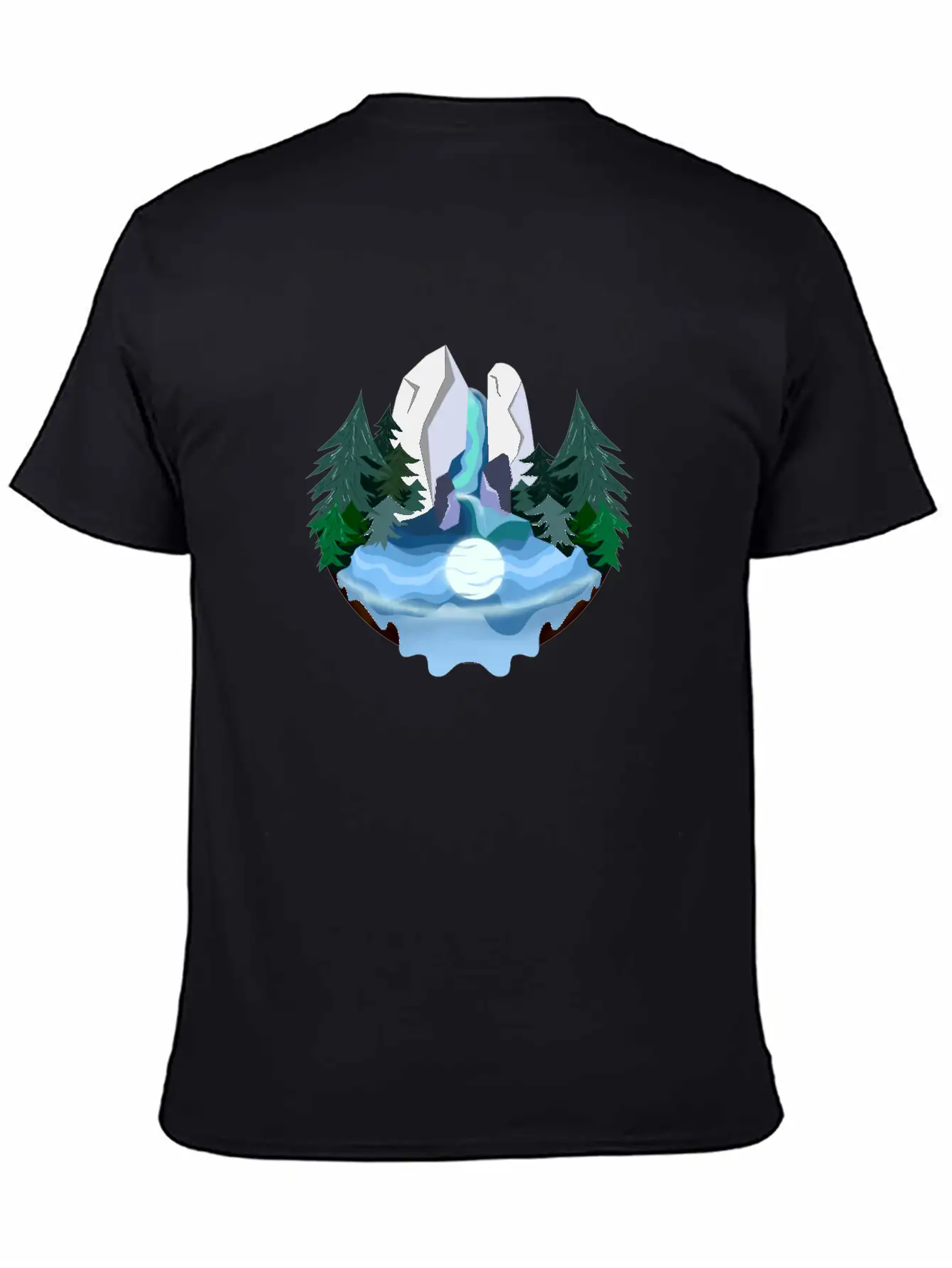 Waterfall In Forest At Night Essential Cotton Tee For Daily Outfits – Unisex Style
