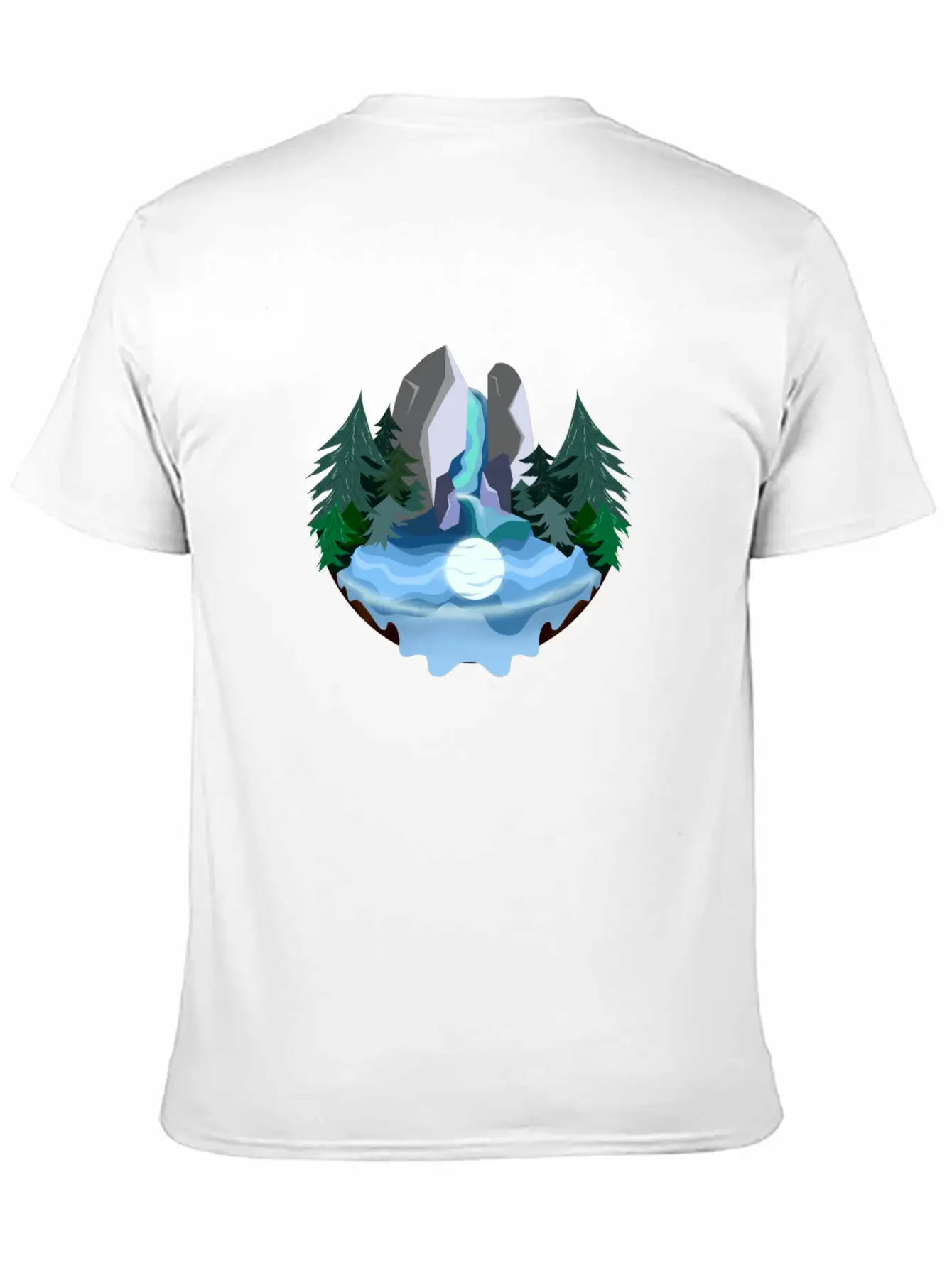 Waterfall In Forest At Night Essential Cotton Tee For Daily Outfits – Unisex Style