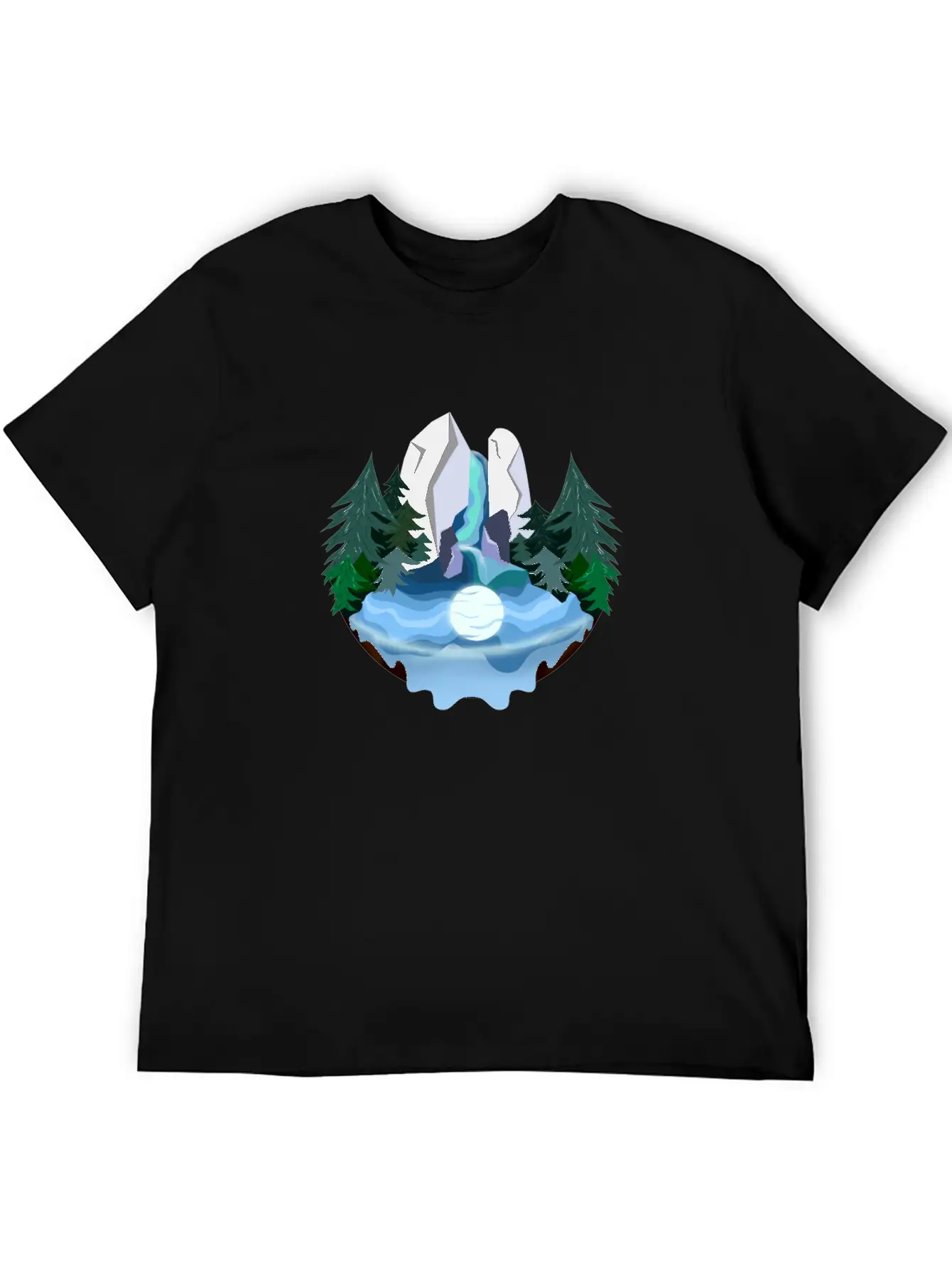 Waterfall In Forest At Night Essential Cotton Tee For Daily Outfits – Unisex Style
