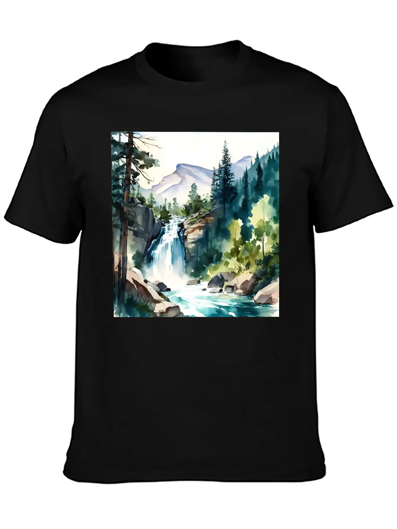 Waterfall Landscape Classic Fit Graphic Tee For Daily Comfort – Unisex Cotton Shirt