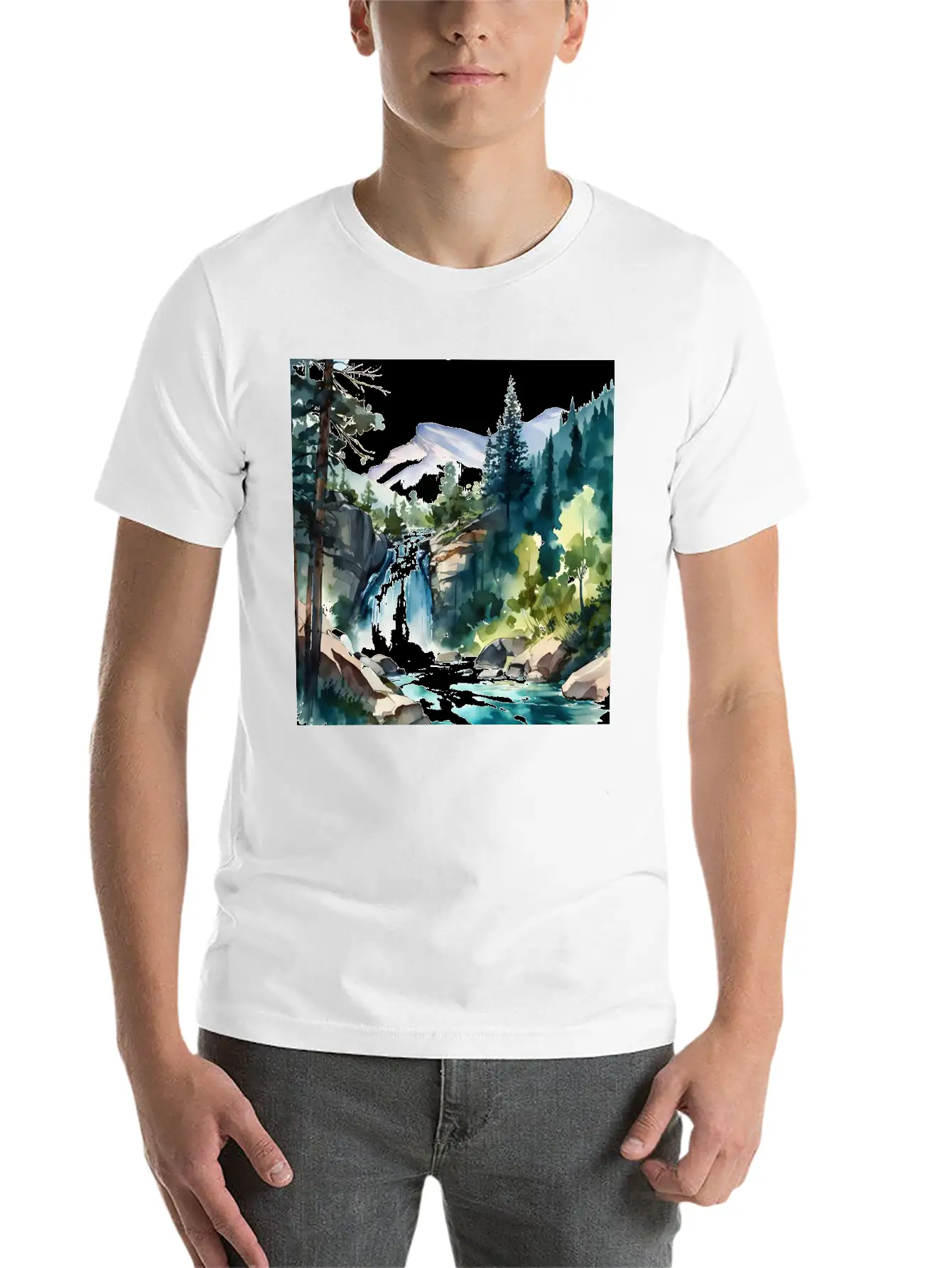 Waterfall Landscape Classic Fit Graphic Tee For Daily Comfort – Unisex Cotton Shirt