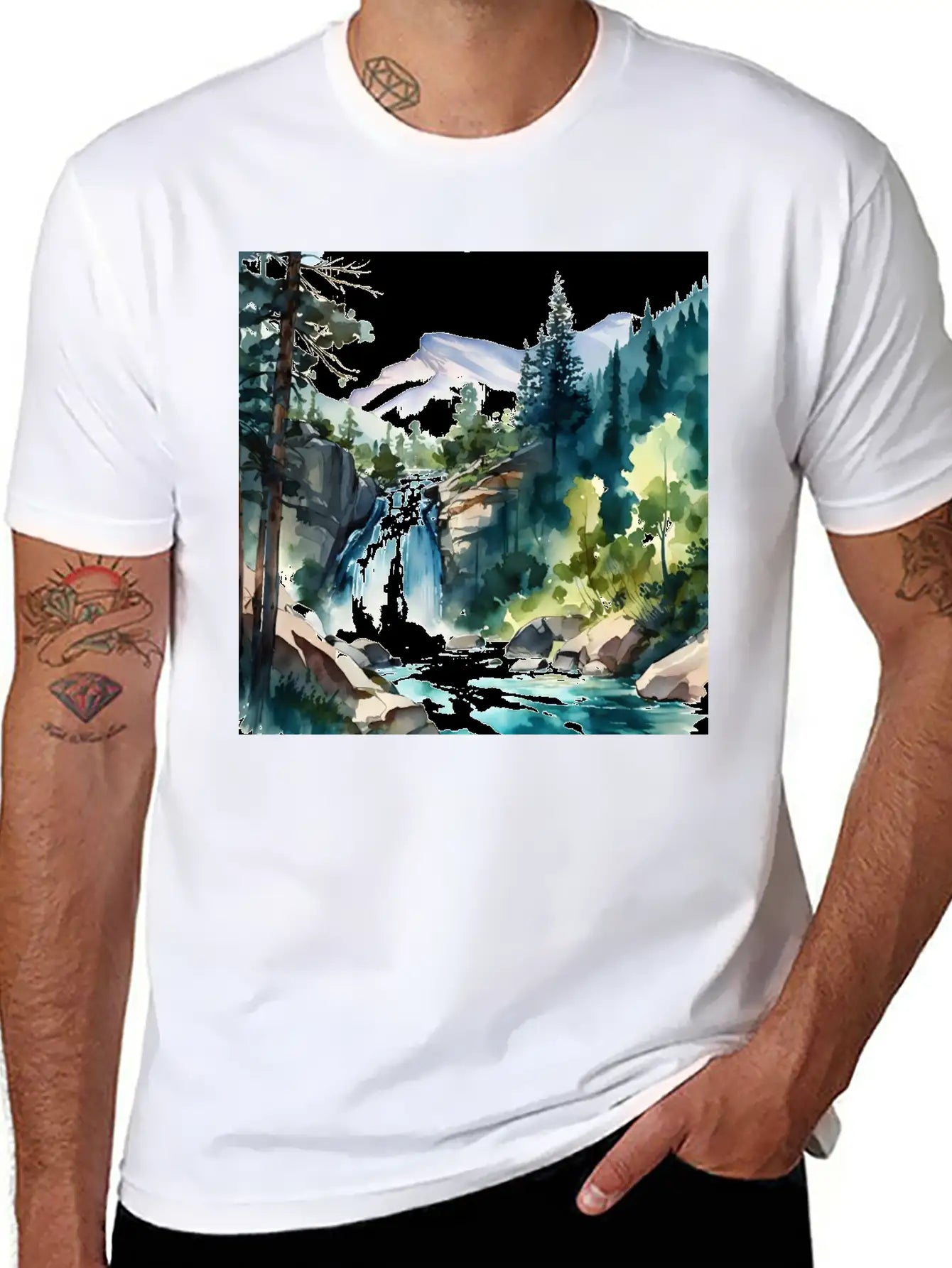 Waterfall Landscape Classic Fit Graphic Tee For Daily Comfort – Unisex Cotton Shirt