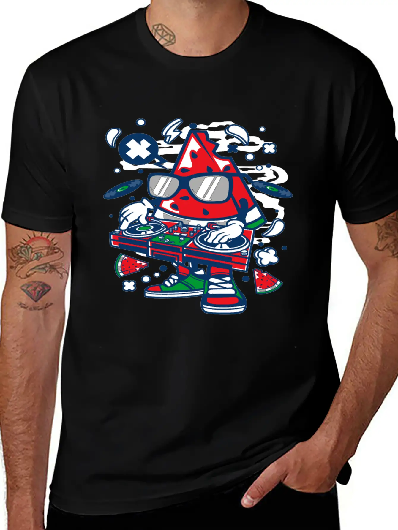 Watermelon Dj Classic Fit Graphic Tee For Daily Comfort – Unisex Cotton Shirt