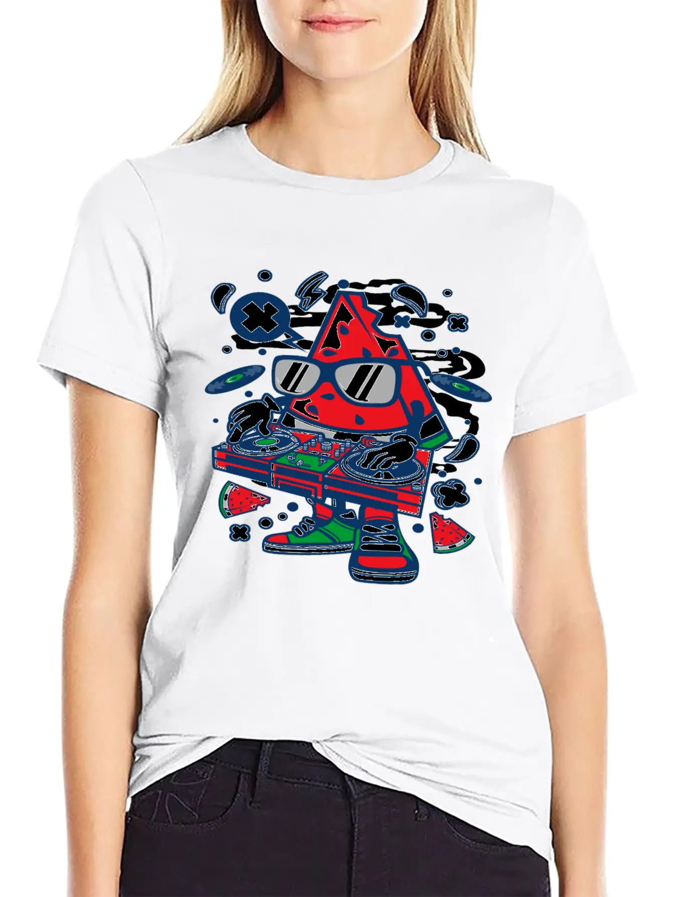 Watermelon Dj Classic Fit Graphic Tee For Daily Comfort – Unisex Cotton Shirt