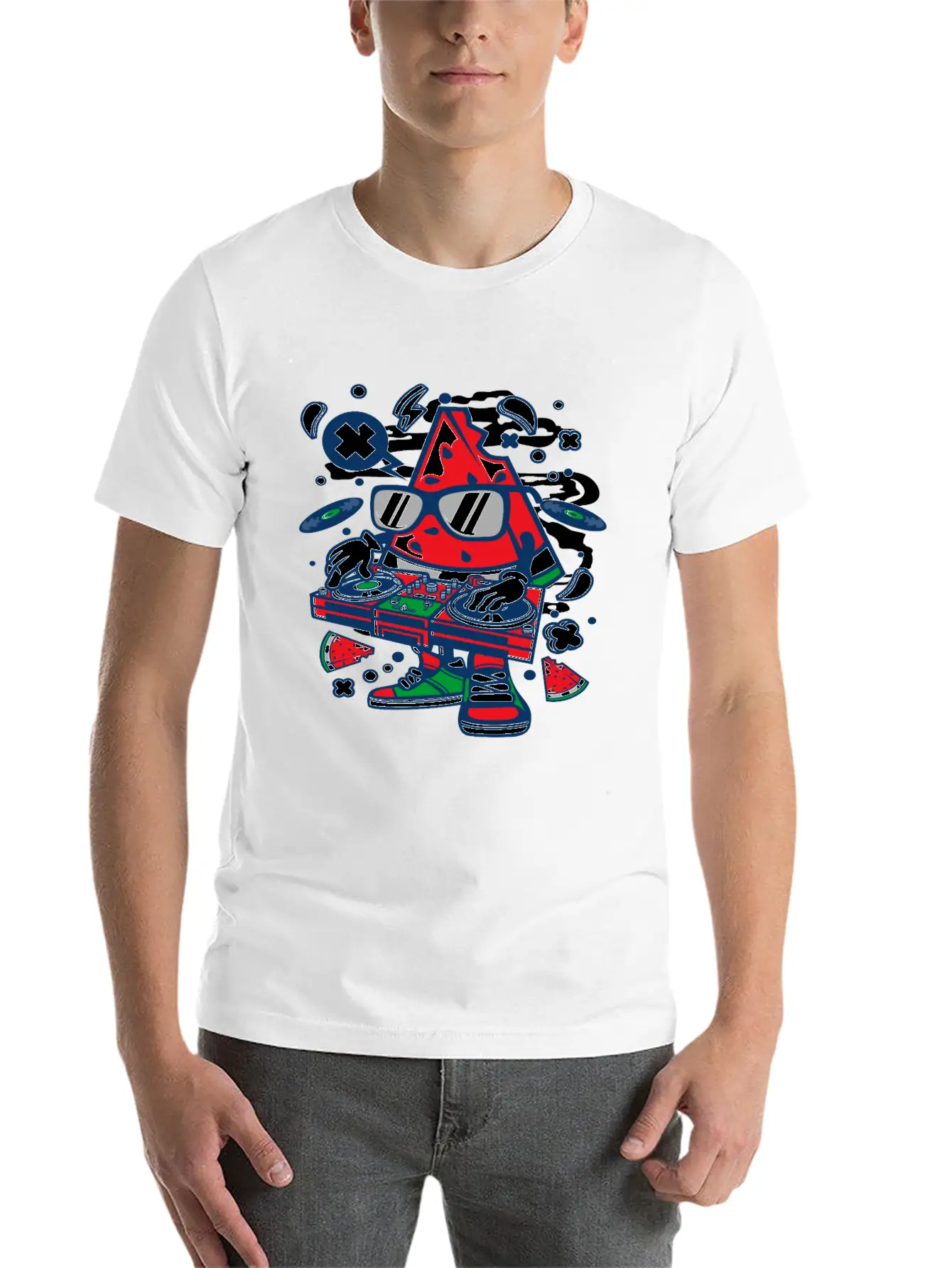 Watermelon Dj Classic Fit Graphic Tee For Daily Comfort – Unisex Cotton Shirt