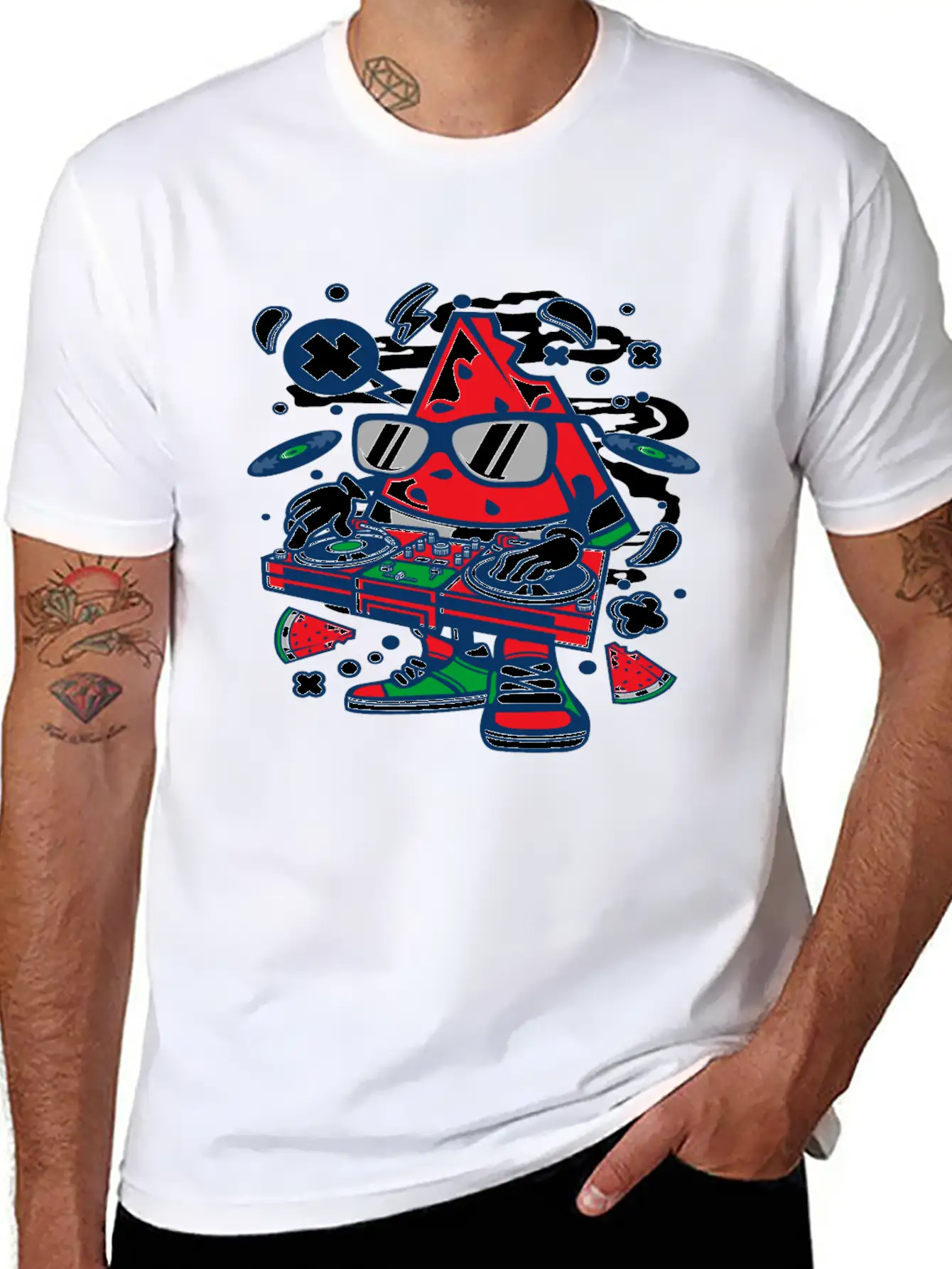 Watermelon Dj Classic Fit Graphic Tee For Daily Comfort – Unisex Cotton Shirt