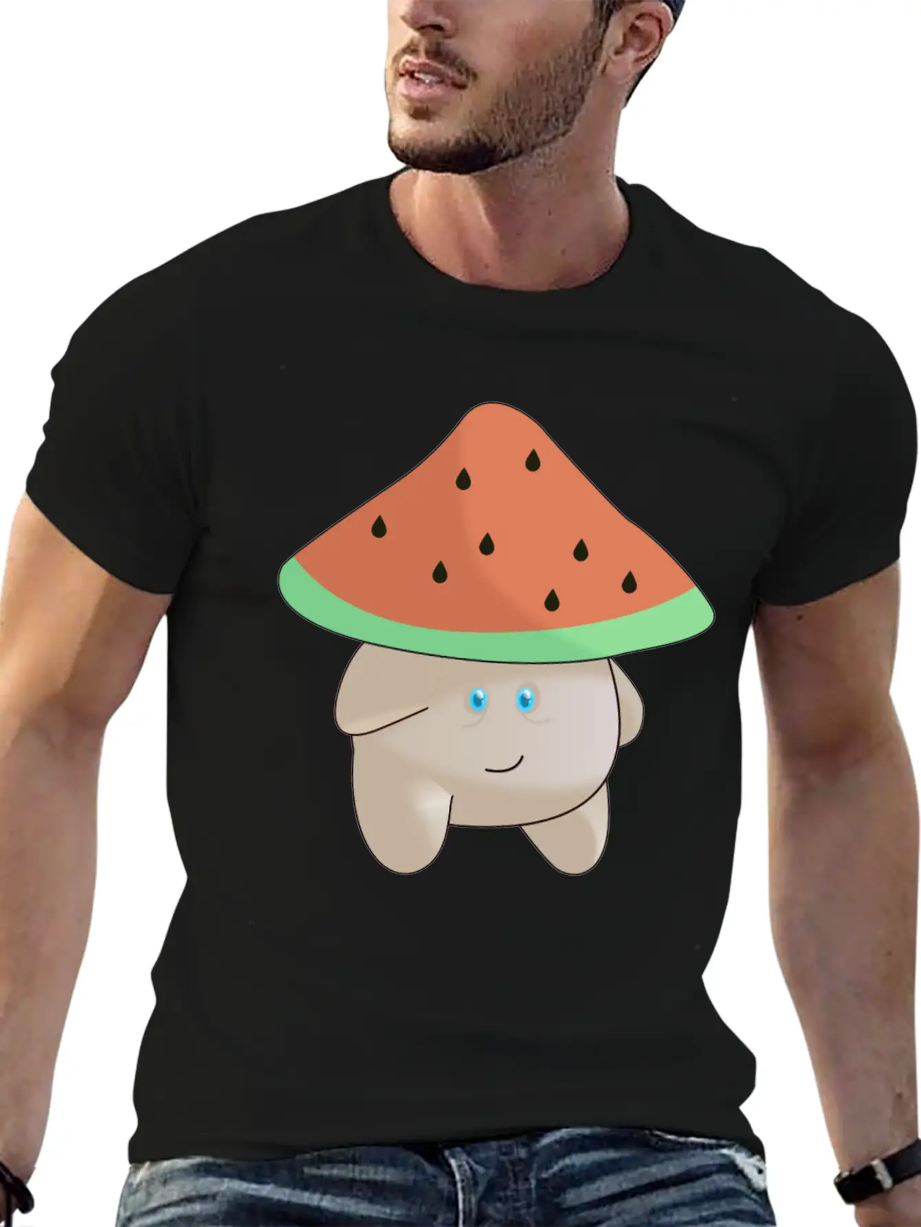 Watermelon Mushroom Essence Lightweight Cotton T-Shirt – Daily Comfort Graphic Shirt