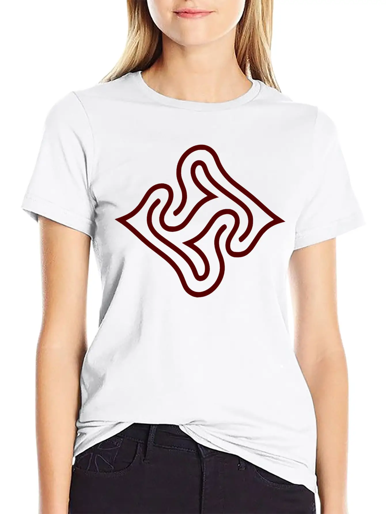 Wavy Line Maze Design Vector Essential Cotton Tee For Daily Outfits – Unisex Style