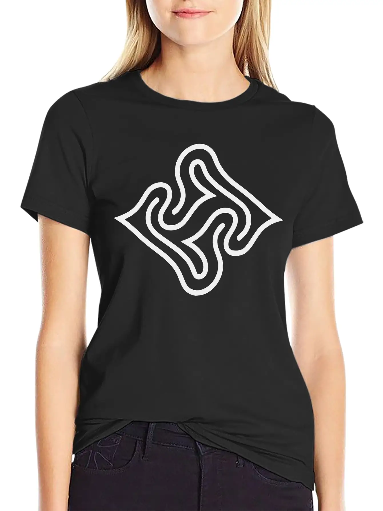 Wavy Line Maze Design Vector Essential Cotton Tee For Daily Outfits – Unisex Style