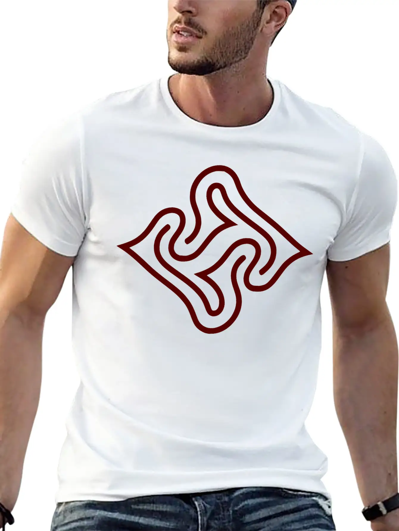 Wavy Line Maze Design Vector Essential Cotton Tee For Daily Outfits – Unisex Style