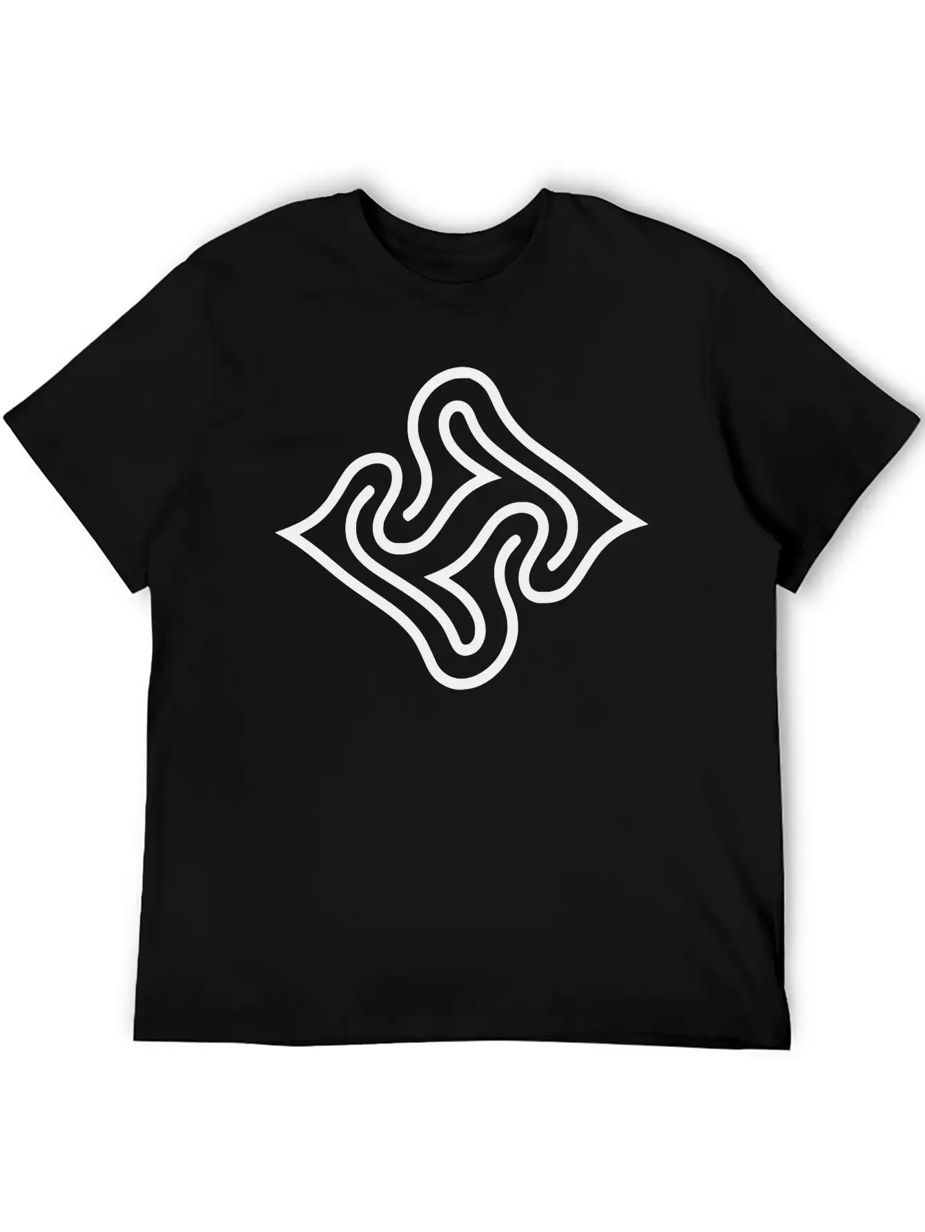 Wavy Line Maze Design Vector Essential Cotton Tee For Daily Outfits – Unisex Style