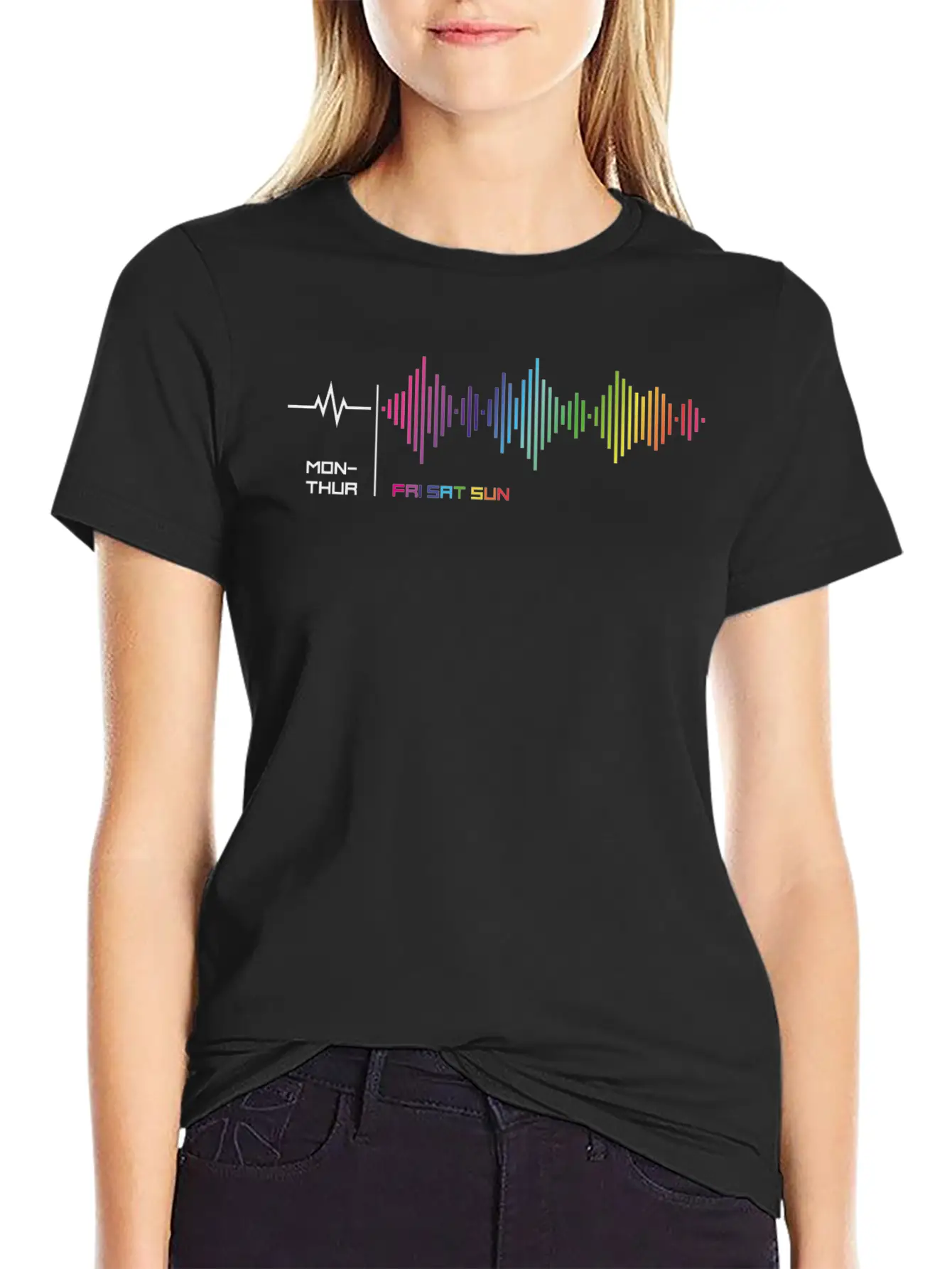 Weekdays - Weekend Frequency Rainbow Party Lightweight Cotton T-Shirt – Daily Comfort Graphic Shirt