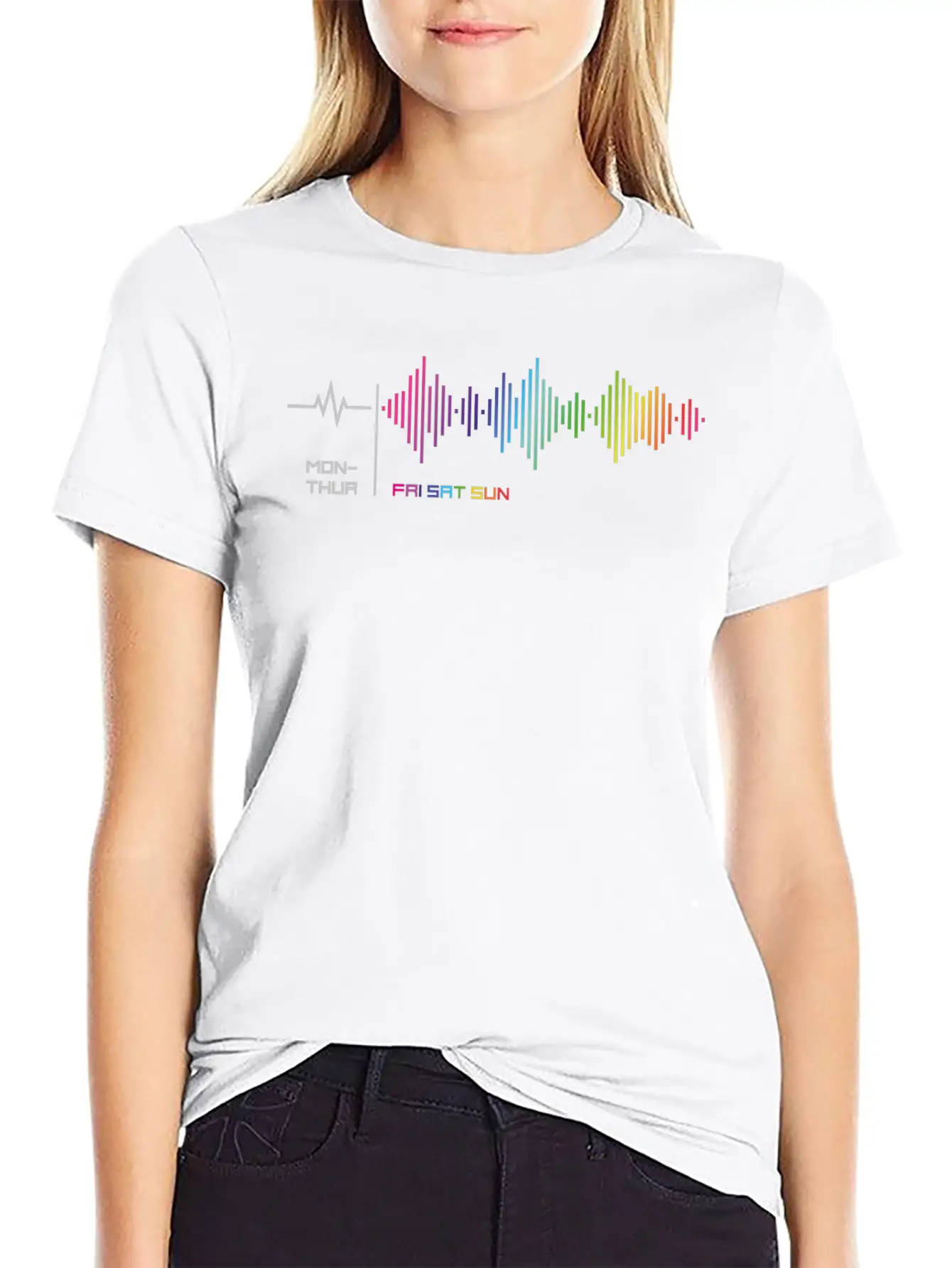 Weekdays - Weekend Frequency Rainbow Party Lightweight Cotton T-Shirt – Daily Comfort Graphic Shirt