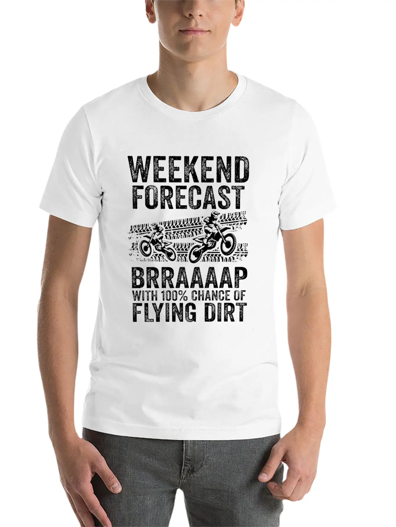Weekend Forecast Brraaaap With 100% Chance Of Lightweight Cotton T-Shirt – Daily Comfort Graphic Shirt