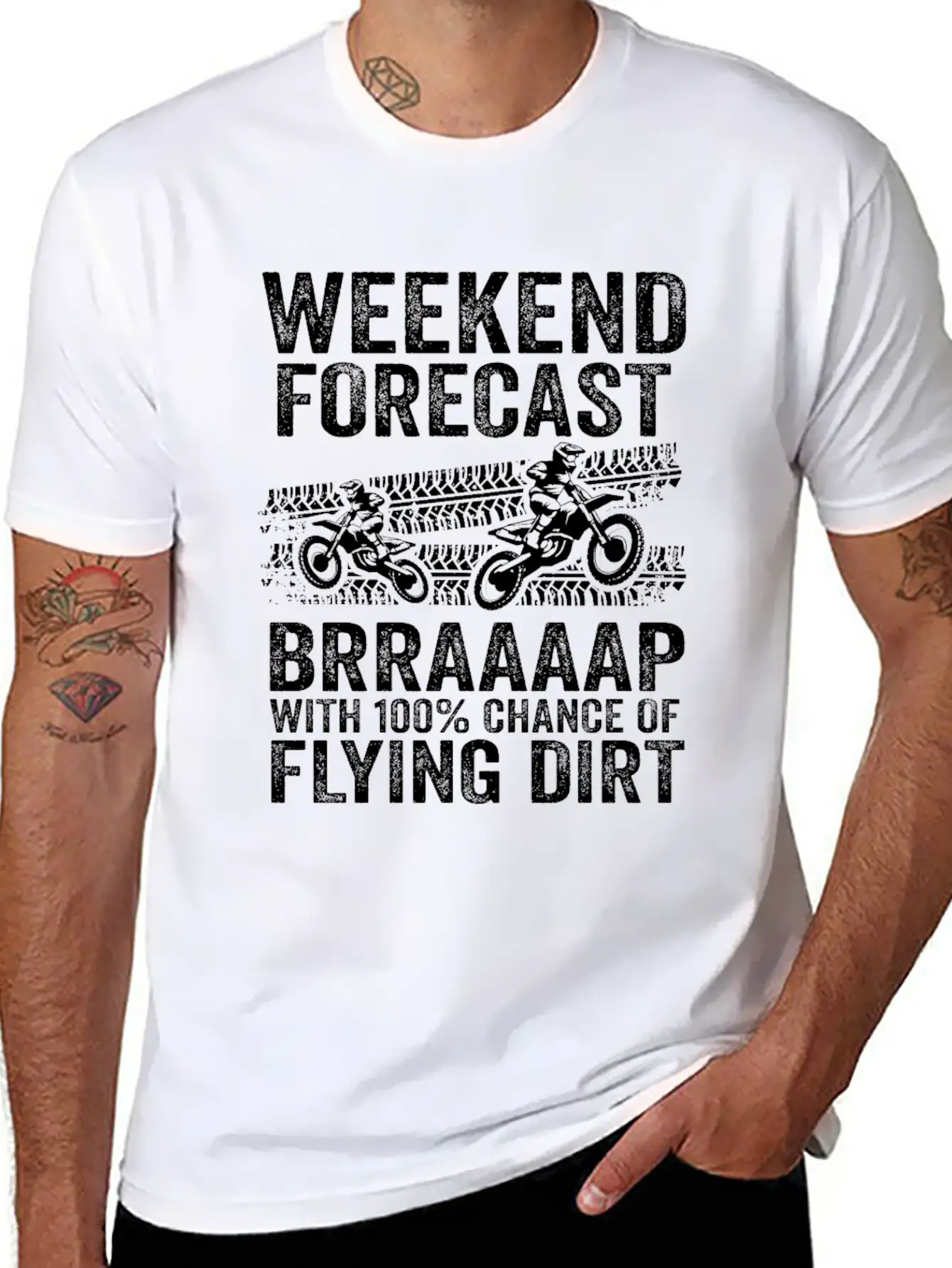 Weekend Forecast Brraaaap With 100% Chance Of Lightweight Cotton T-Shirt – Daily Comfort Graphic Shirt