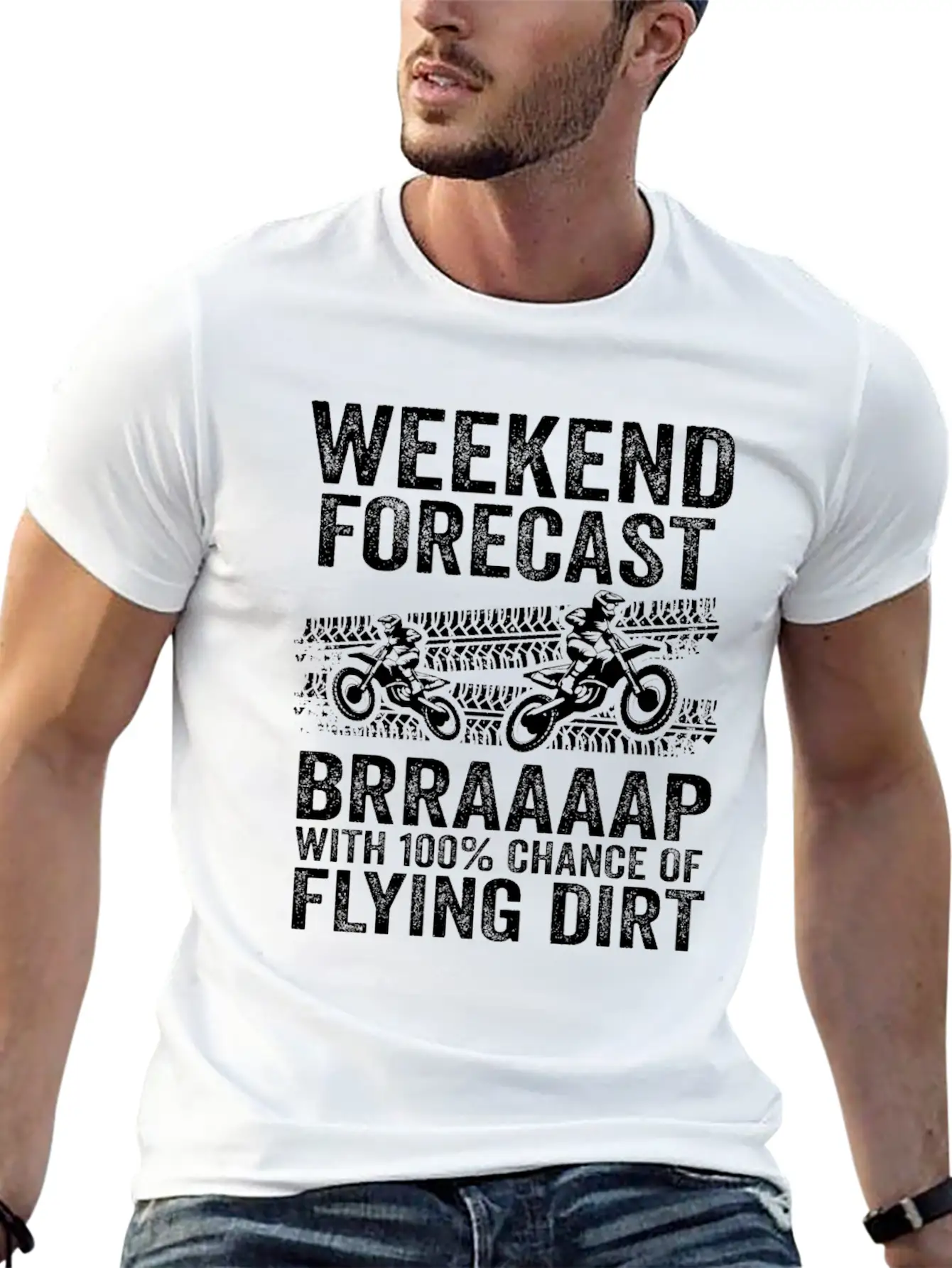 Weekend Forecast Brraaaap With 100% Chance Of Lightweight Cotton T-Shirt – Daily Comfort Graphic Shirt