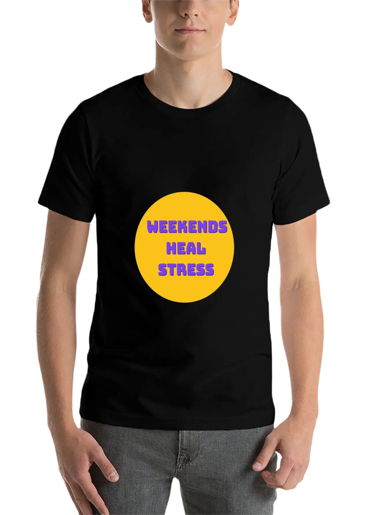 Weekends Heal Stress Unisex Casual T-Shirt – Clean Design For Daily Comfort