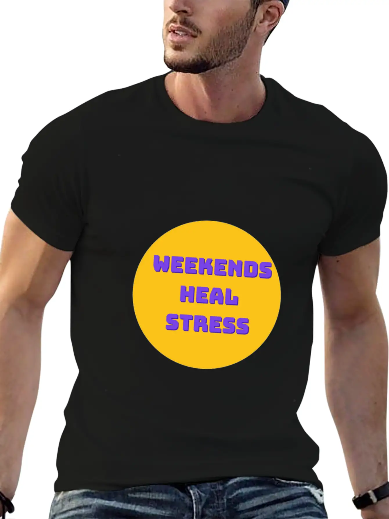Weekends Heal Stress Unisex Casual T-Shirt – Clean Design For Daily Comfort