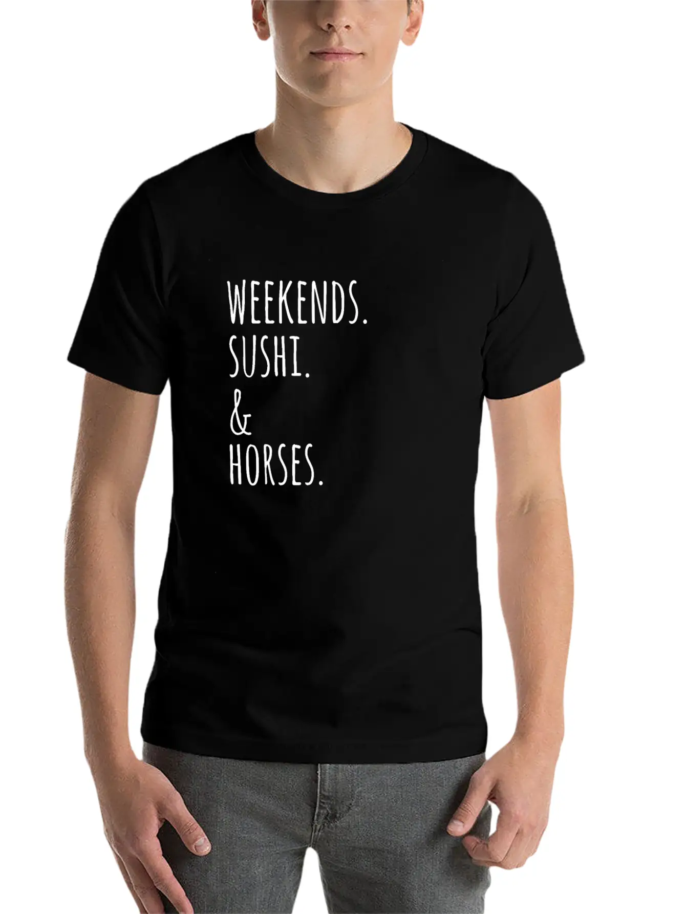 Weekends Sushi And Horses Basic Graphic T-Shirt – Daily Comfort In Soft Cotton