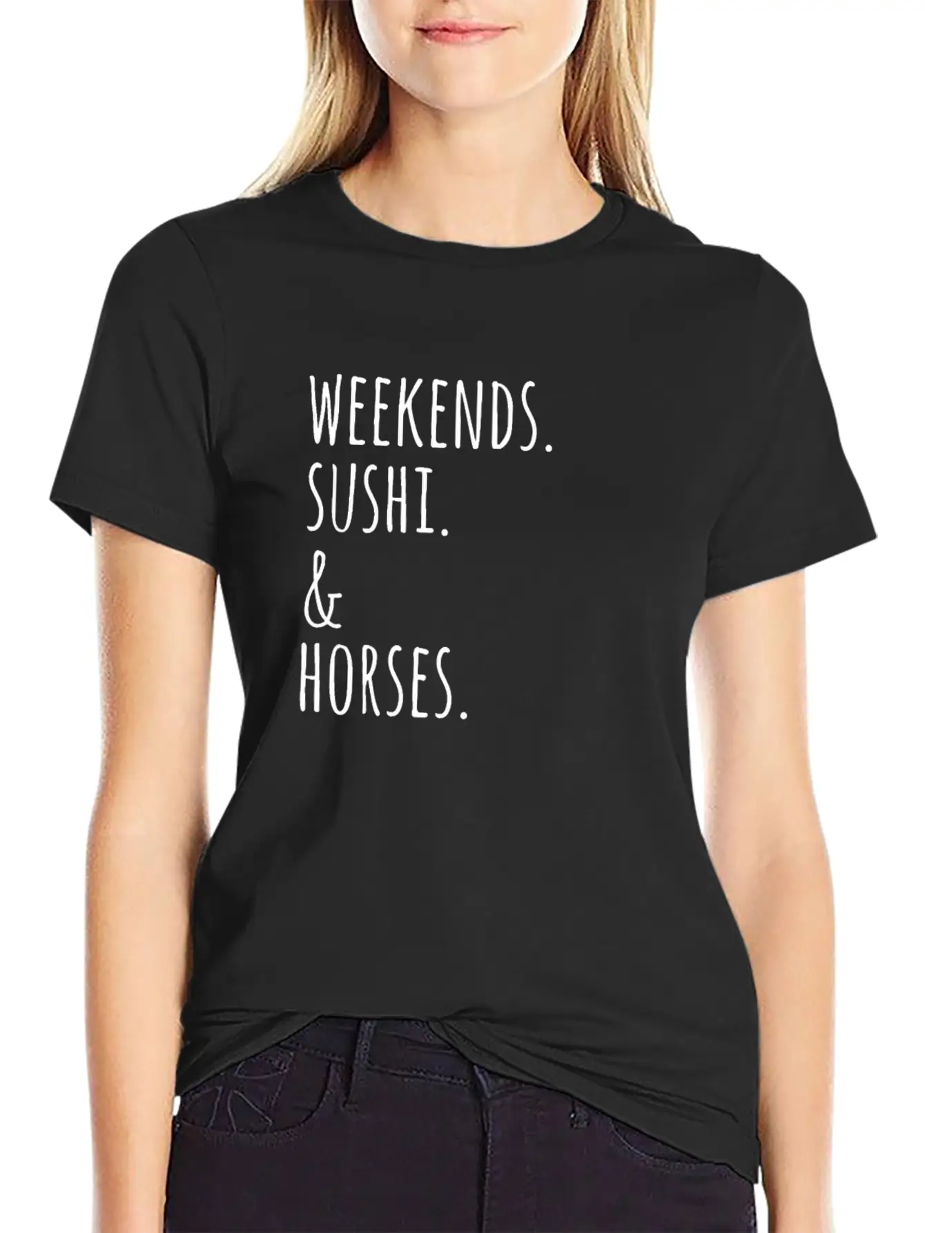 Weekends Sushi And Horses Basic Graphic T-Shirt – Daily Comfort In Soft Cotton