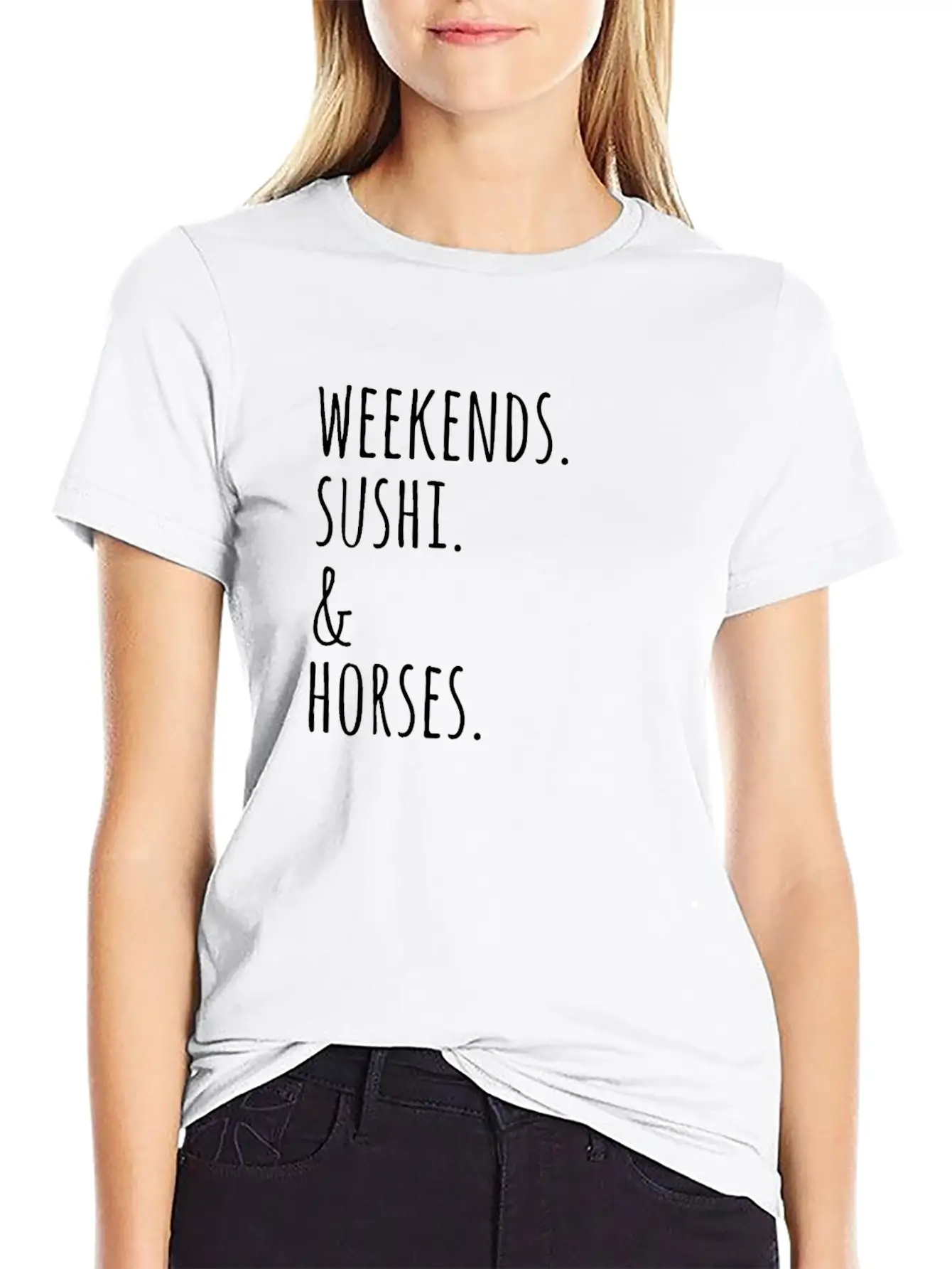 Weekends Sushi And Horses Basic Graphic T-Shirt – Daily Comfort In Soft Cotton