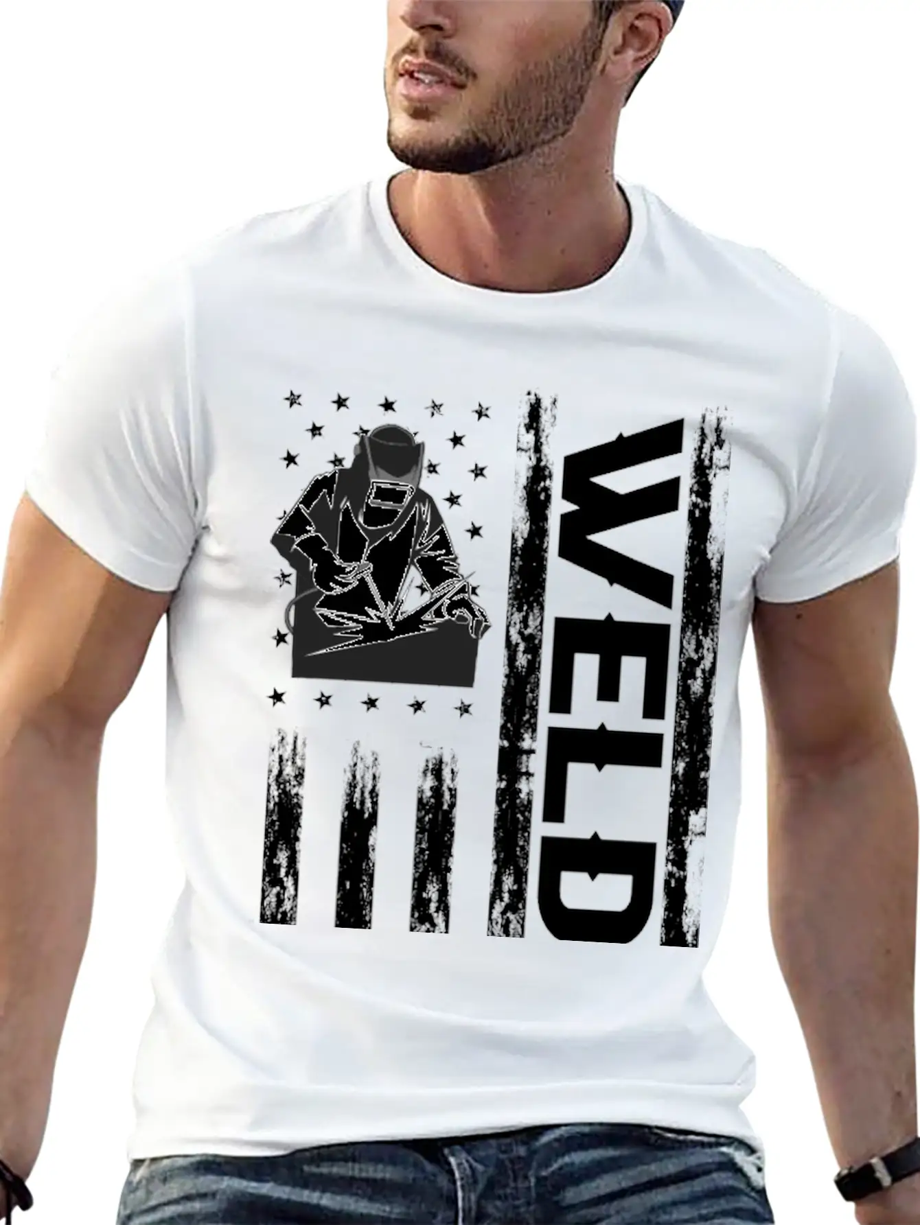 Welder American Flag Lightweight Cotton T-Shirt – Daily Comfort Graphic Shirt