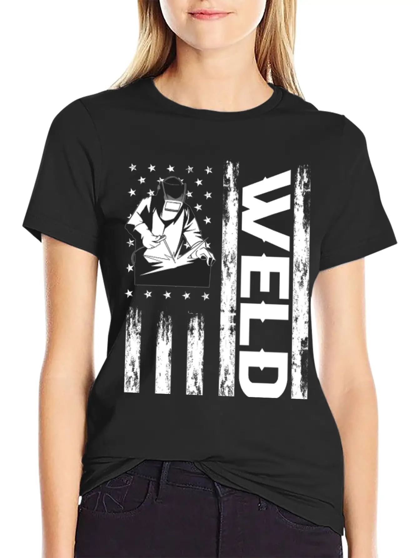 Welder American Flag Lightweight Cotton T-Shirt – Daily Comfort Graphic Shirt