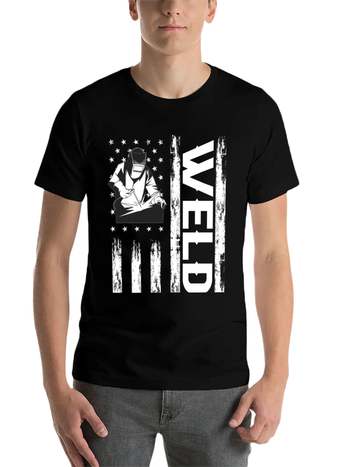 Welder American Flag Lightweight Cotton T-Shirt – Daily Comfort Graphic Shirt