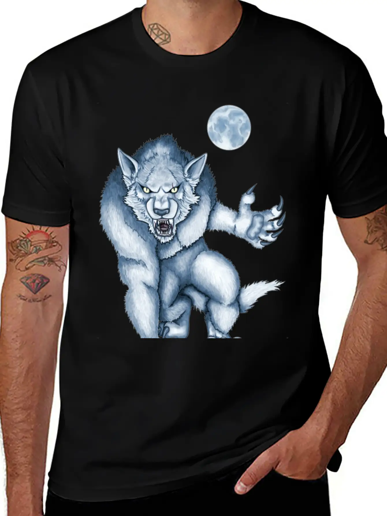 Werewolf Legend Moon Beast Illustration Cartoon Soft Cotton Short Sleeve Tee – Unisex Wardrobe Staple