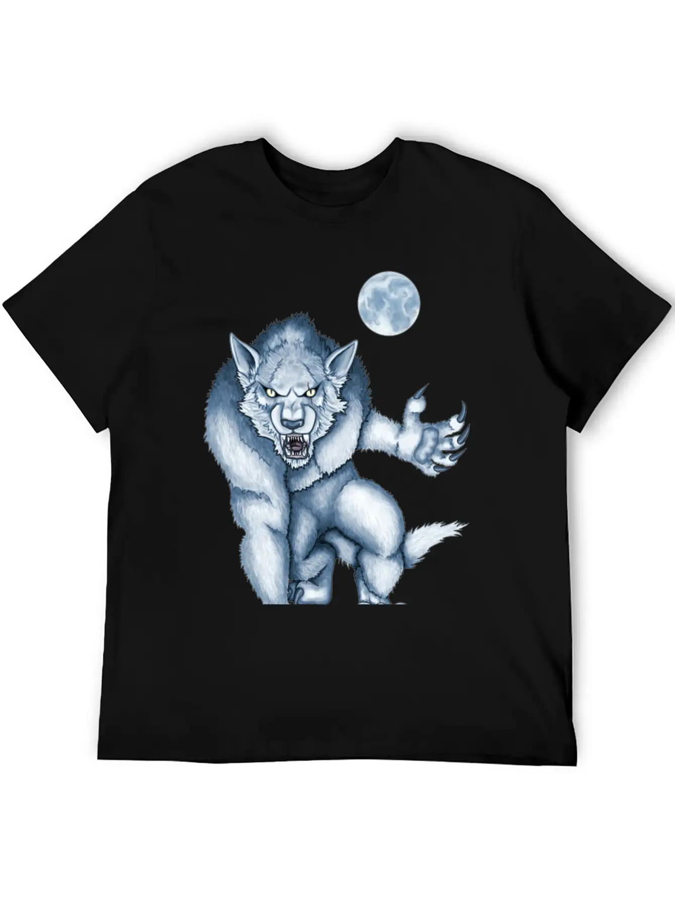 Werewolf Legend Moon Beast Illustration Cartoon Soft Cotton Short Sleeve Tee – Unisex Wardrobe Staple