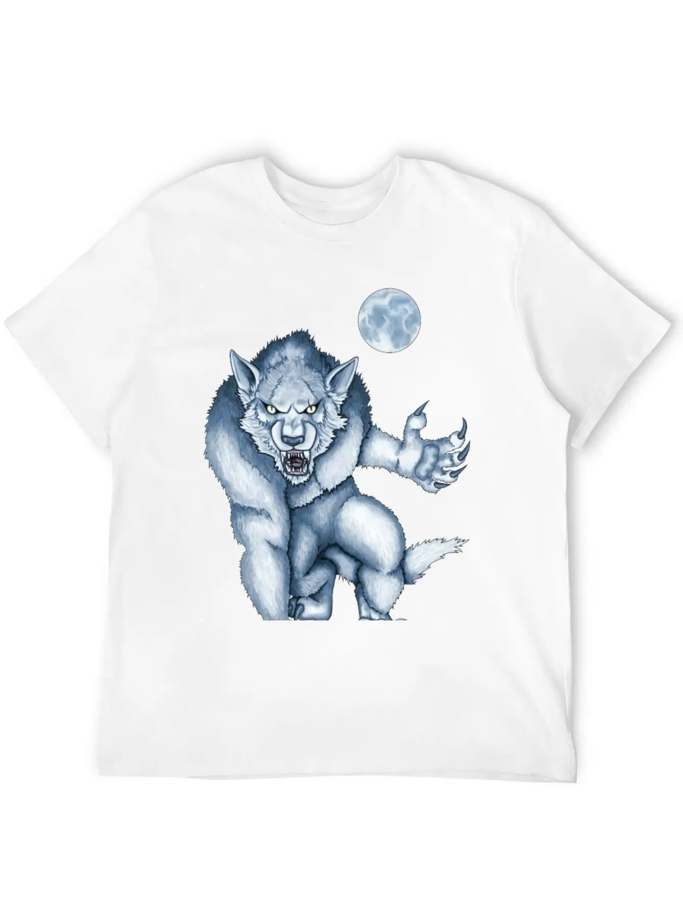 Werewolf Legend Moon Beast Illustration Cartoon Soft Cotton Short Sleeve Tee – Unisex Wardrobe Staple