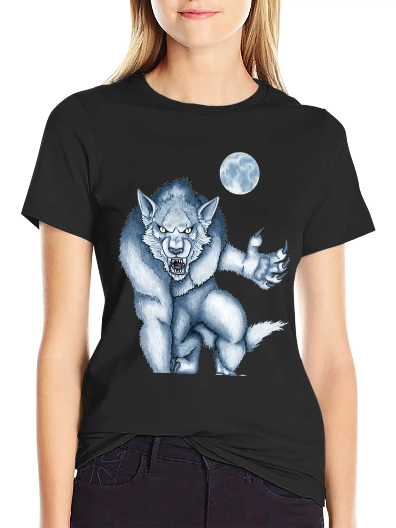 Werewolf Legend Moon Beast Illustration Cartoon Soft Cotton Short Sleeve Tee – Unisex Wardrobe Staple