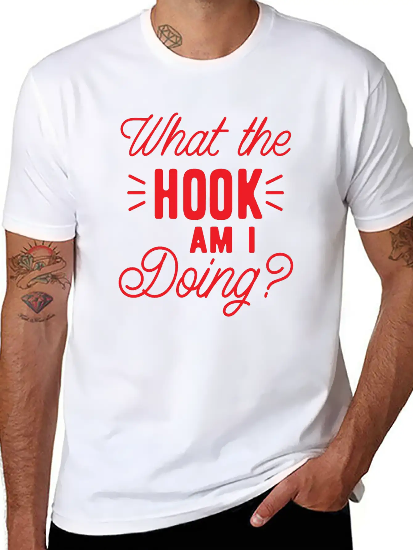 What The Hook Am I Doing? Lightweight Cotton T-Shirt – Daily Comfort Graphic Shirt