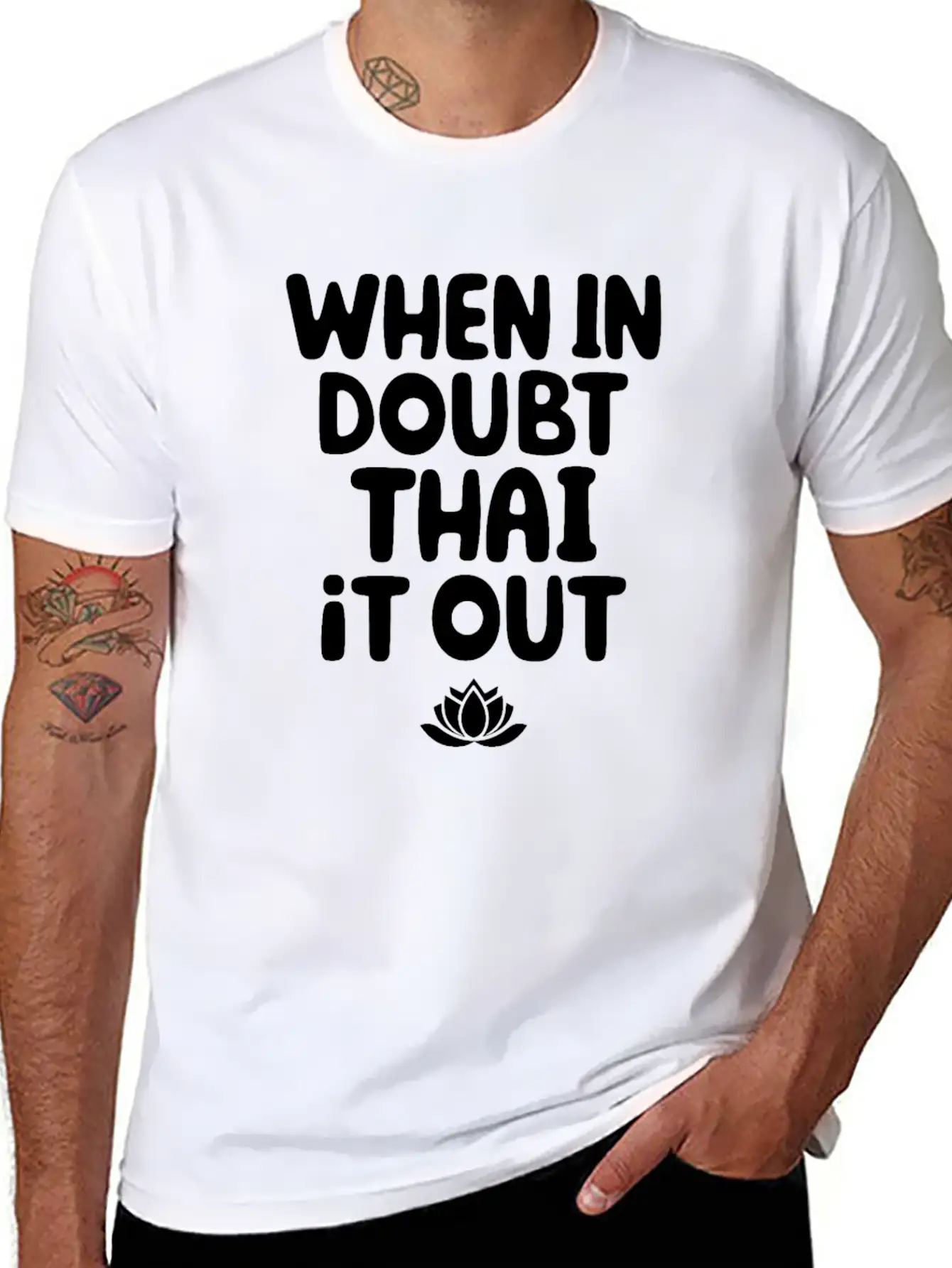 When In Doubt Thai It Out: Embrace Thai Massage Stylish Everyday T-Shirt – Unisex Basic Cotton Tee