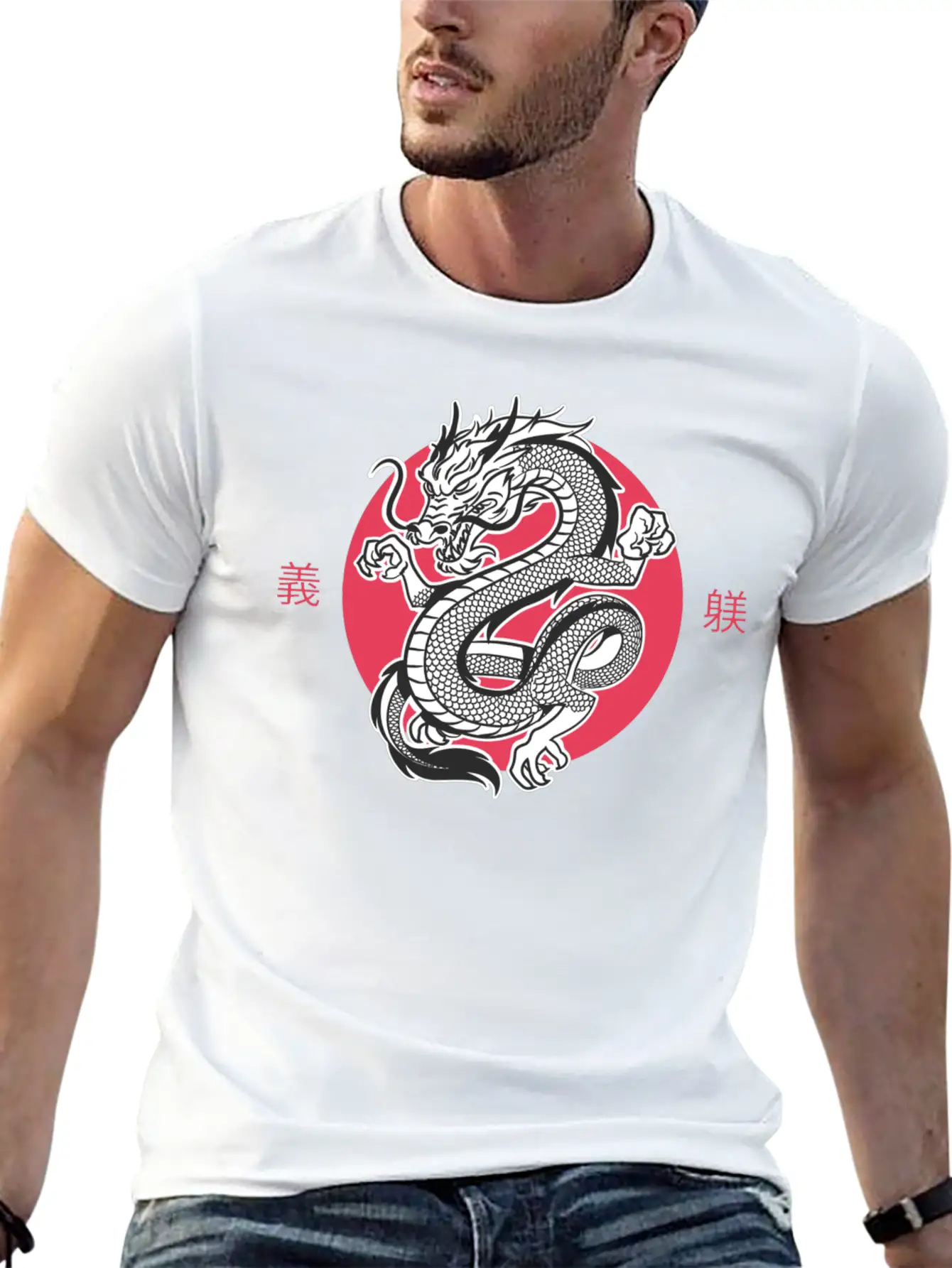 White Dragon Lightweight Cotton T-Shirt – Daily Comfort Graphic Shirt